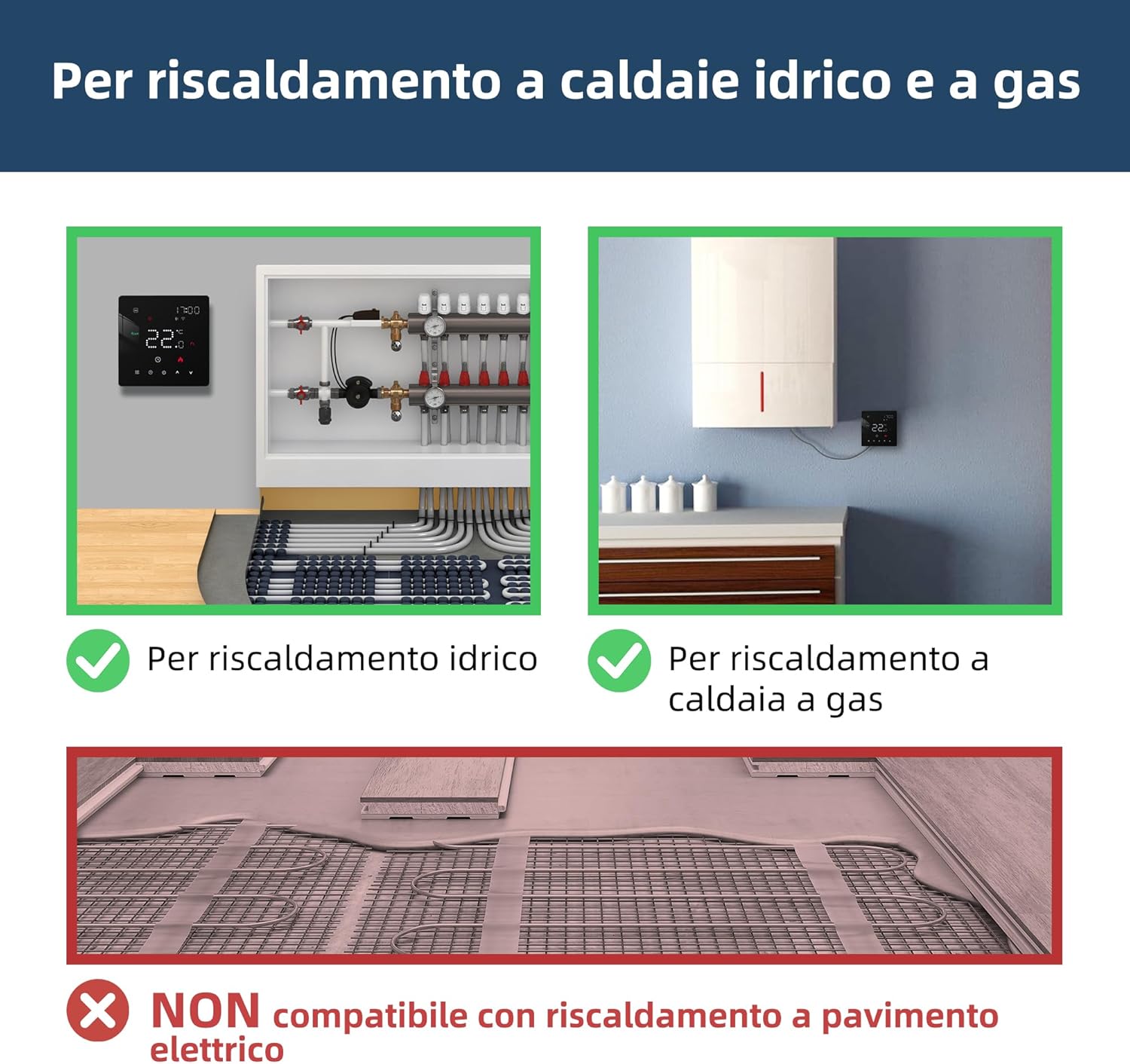 Termostato WiFi Beok Boiler 230V, Nero - immagine 2