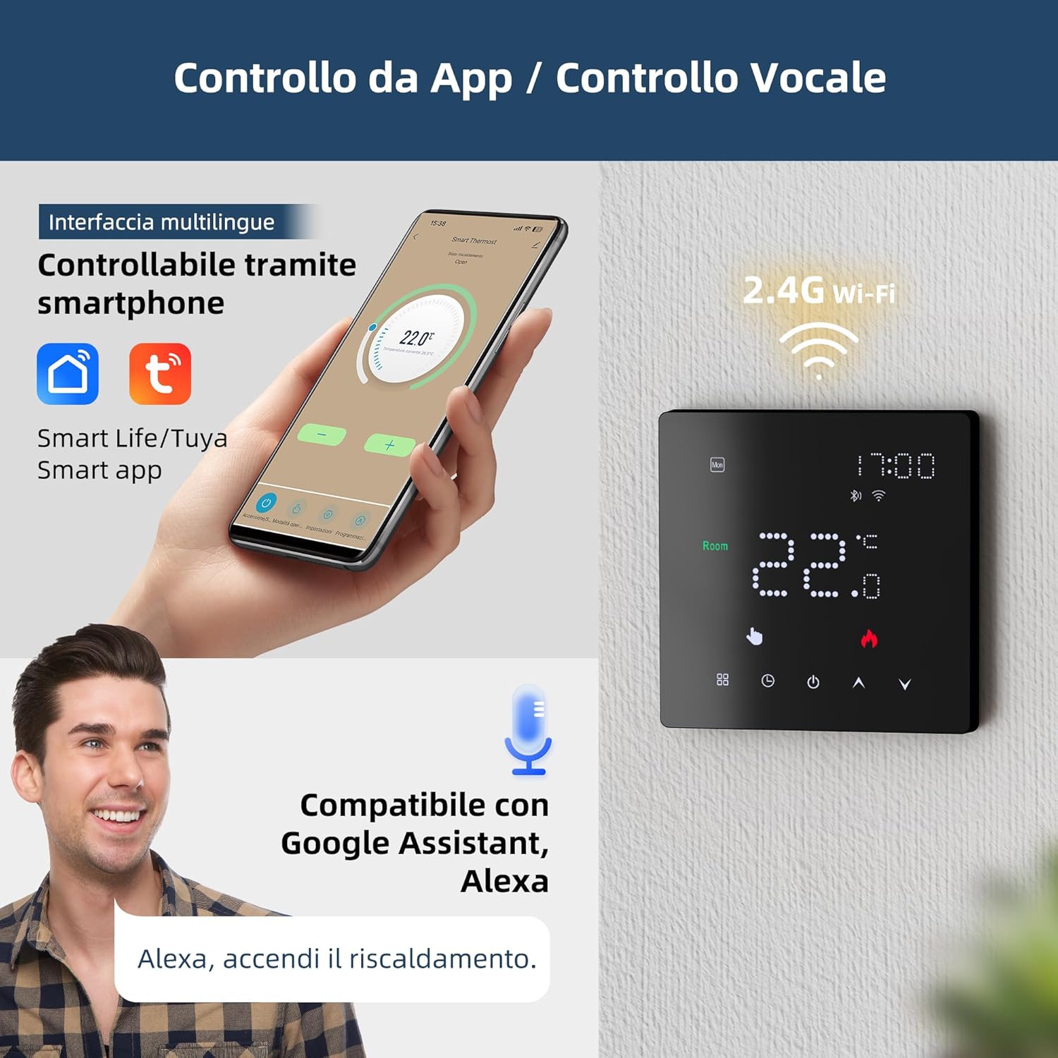 Termostato WiFi Beok Boiler 230V, Nero - immagine 5