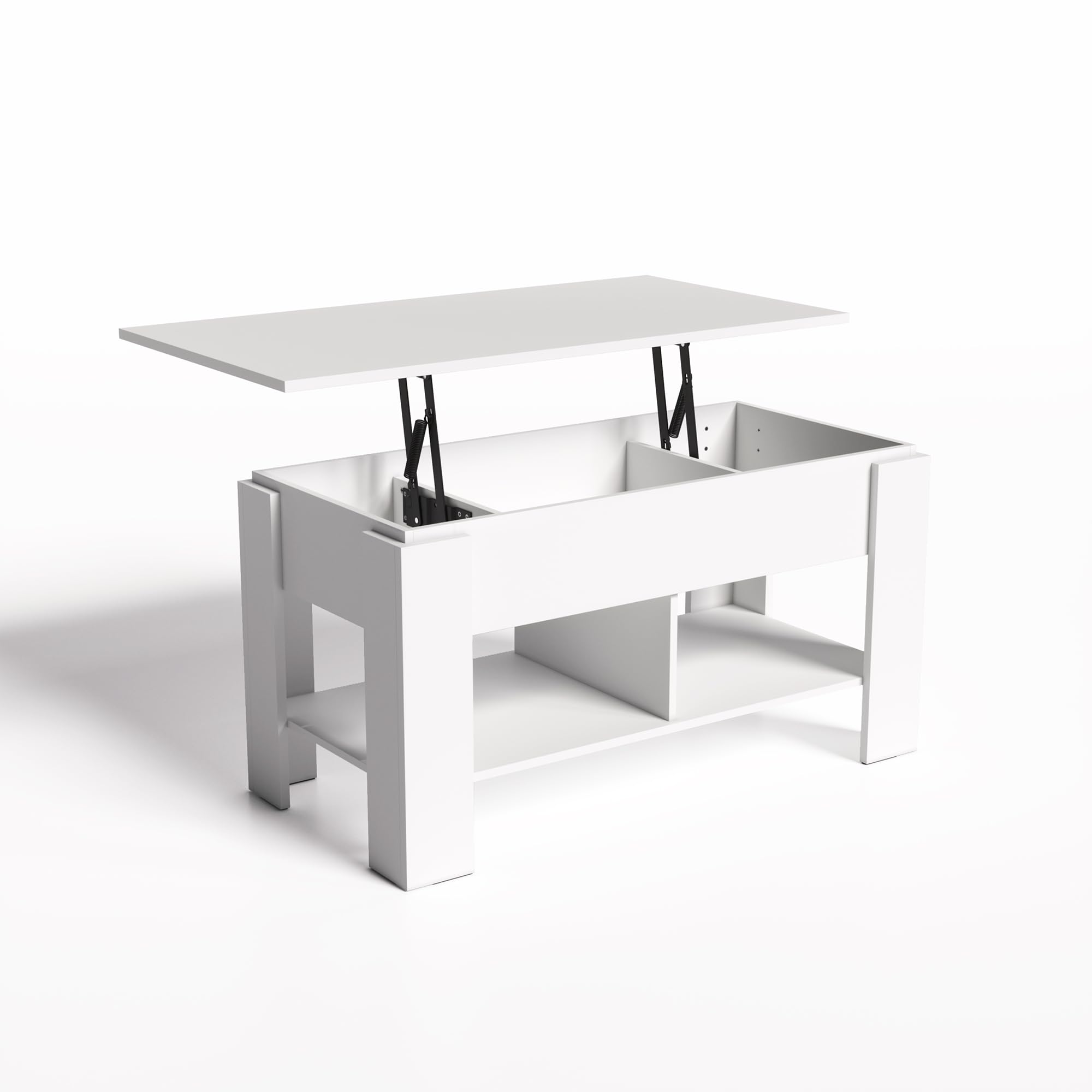 Furniturer ELOT Tavolino da Caffè Regolabile Bianco