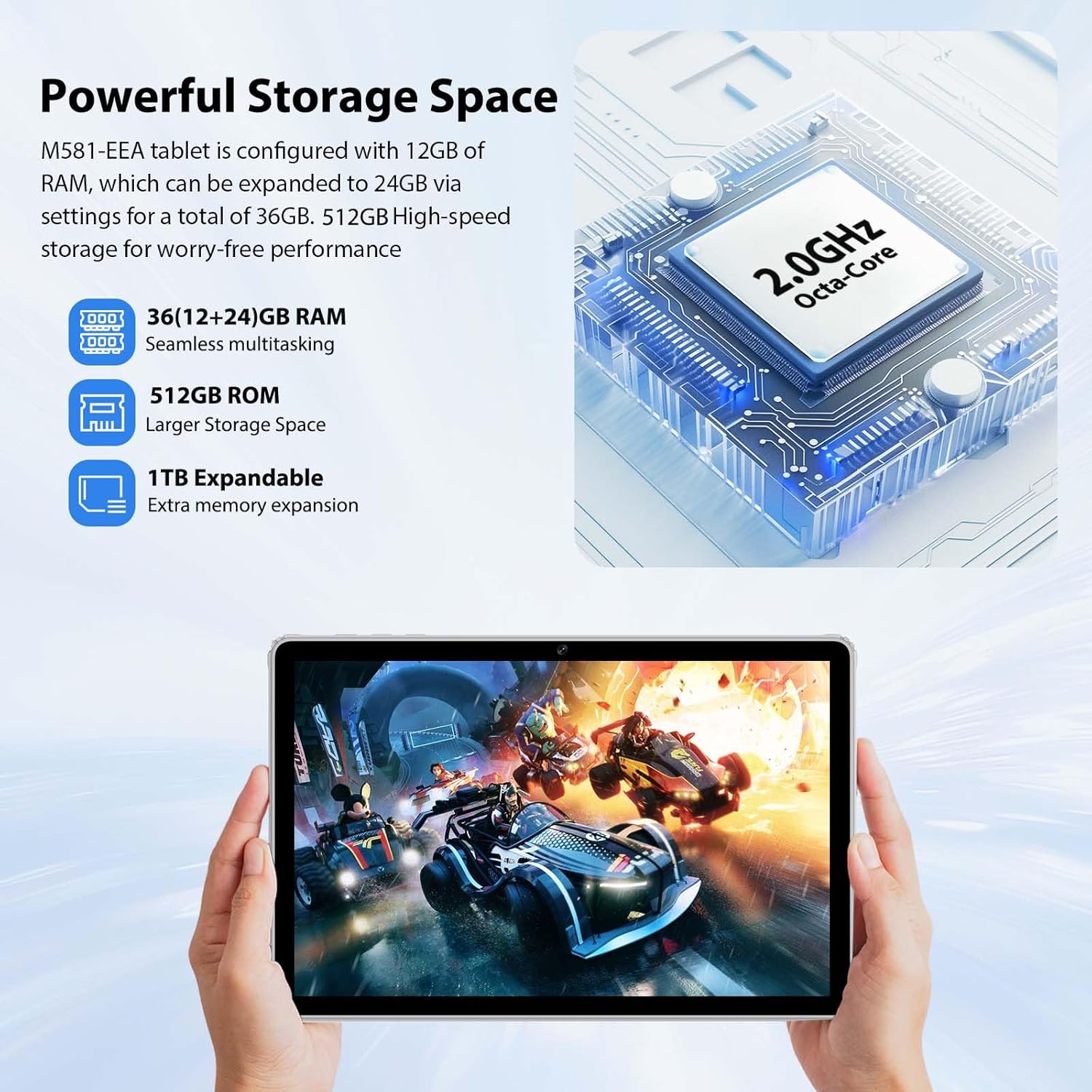 Tablet 2K 11 Pollici Android 16 con Tastiera e Mouse (Grigio) - immagine 6