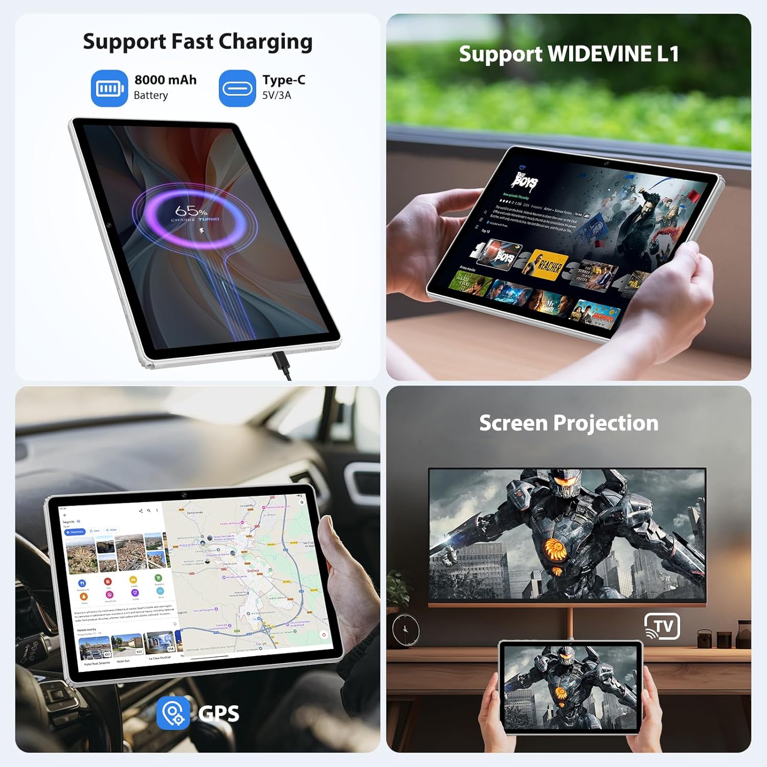 Tablet 2K 11 Pollici Android 16 con Tastiera e Mouse (Grigio) - immagine 7