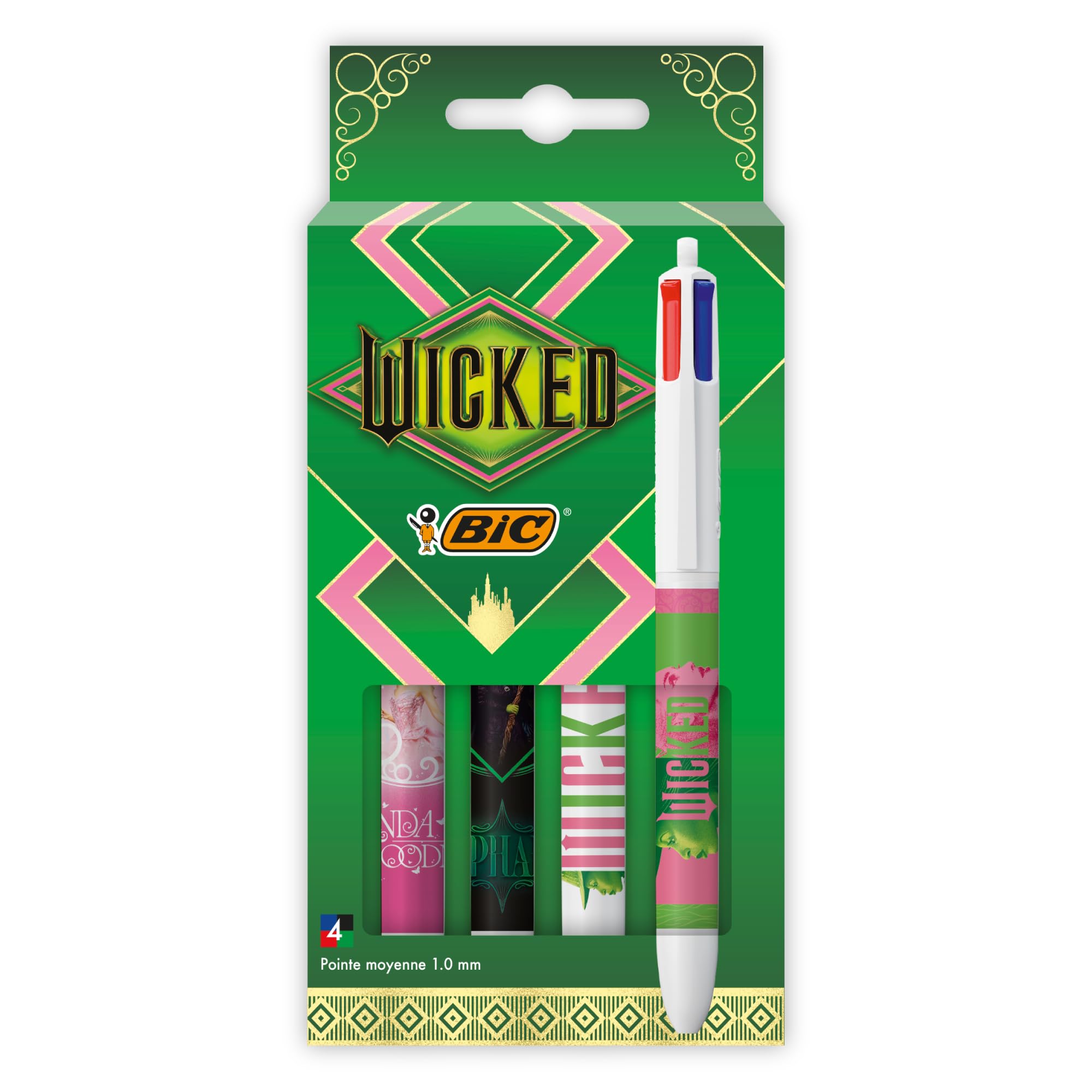 BIC Wicked - Penna a sfera retrattile a 4 colori, confezione da 4