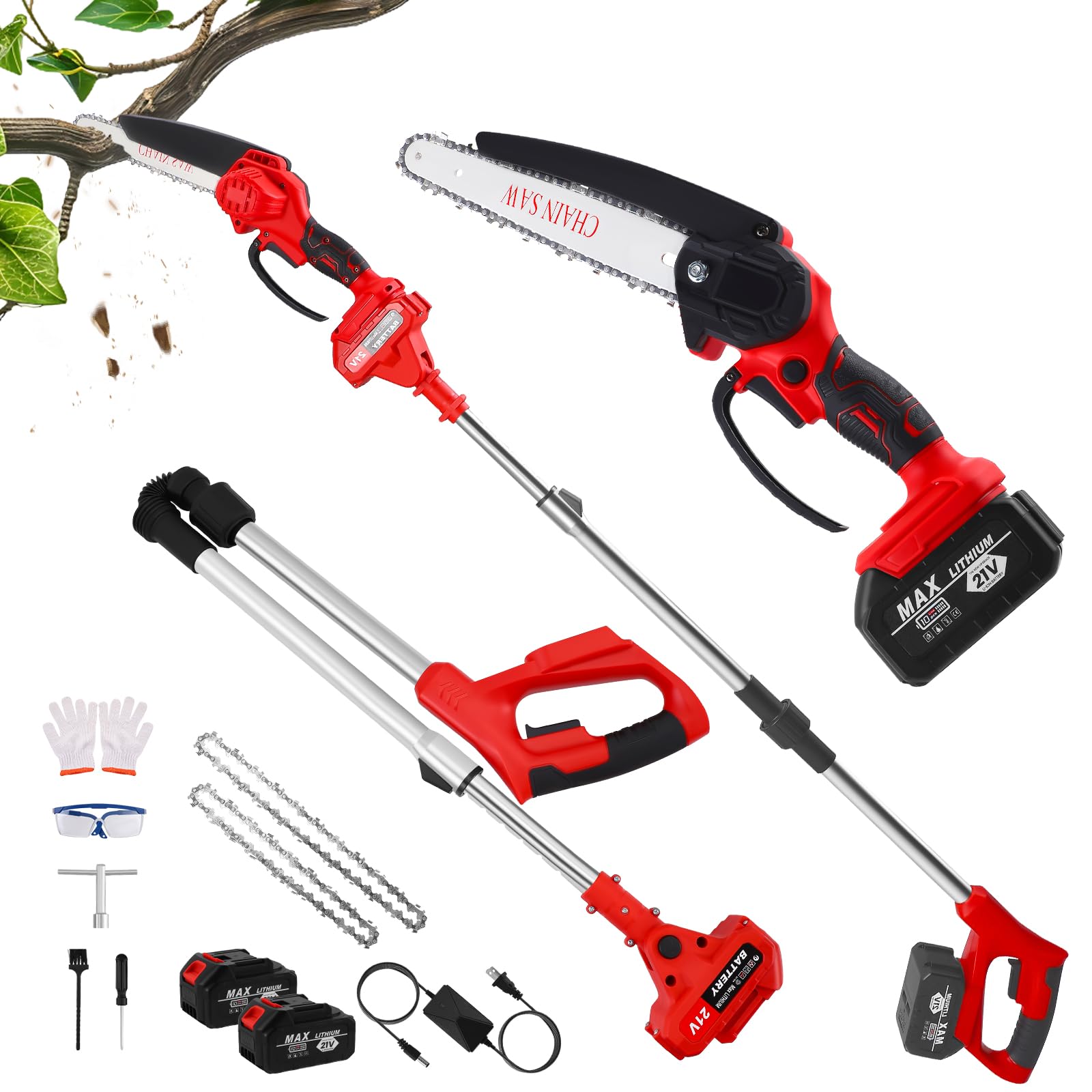 Troncarami a Batteria 2 in 1 e Mini Motosega 8 Pollici