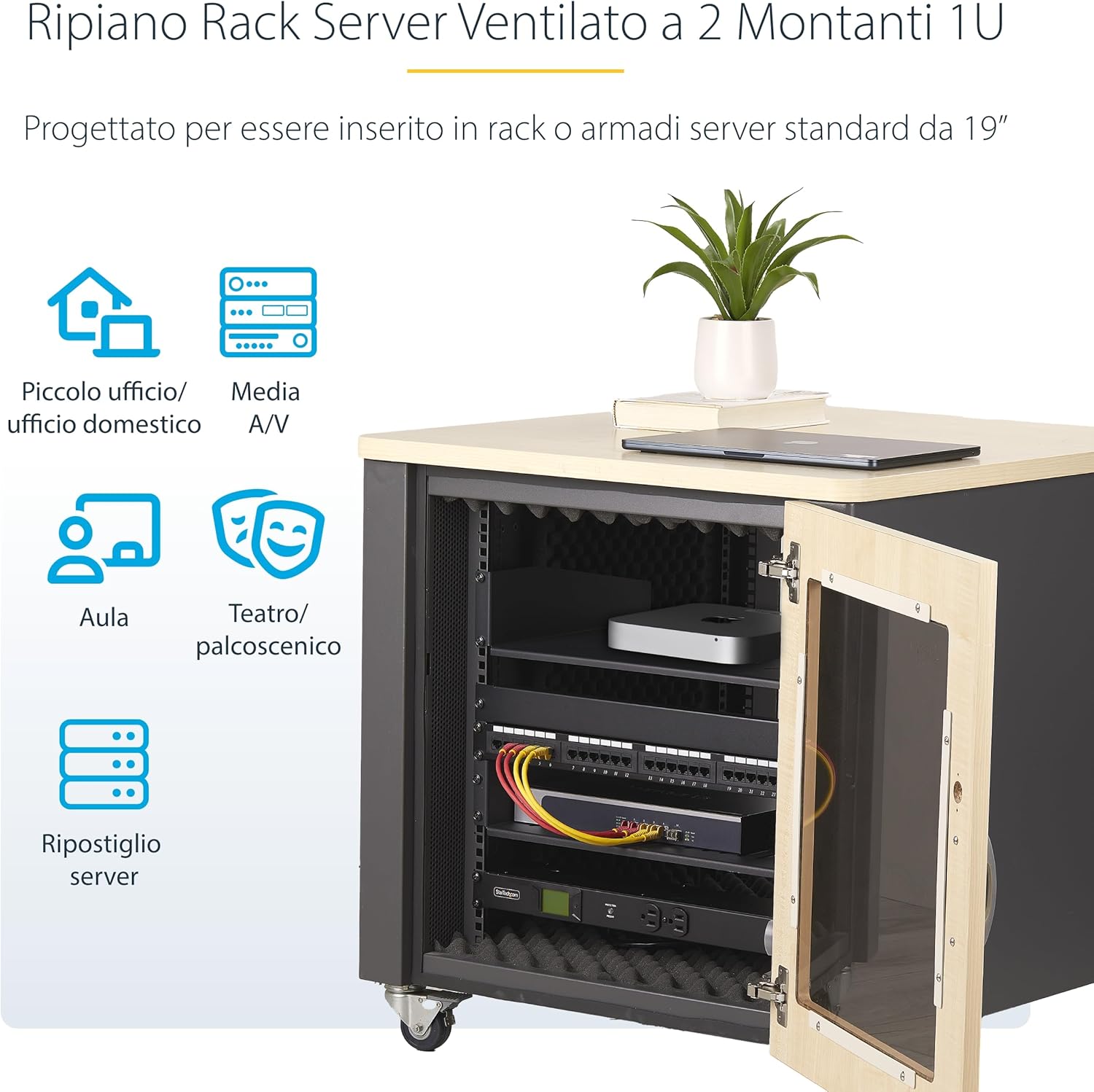 Startech.com Ripiano Rack 19" 1U Ventilato - immagine 3