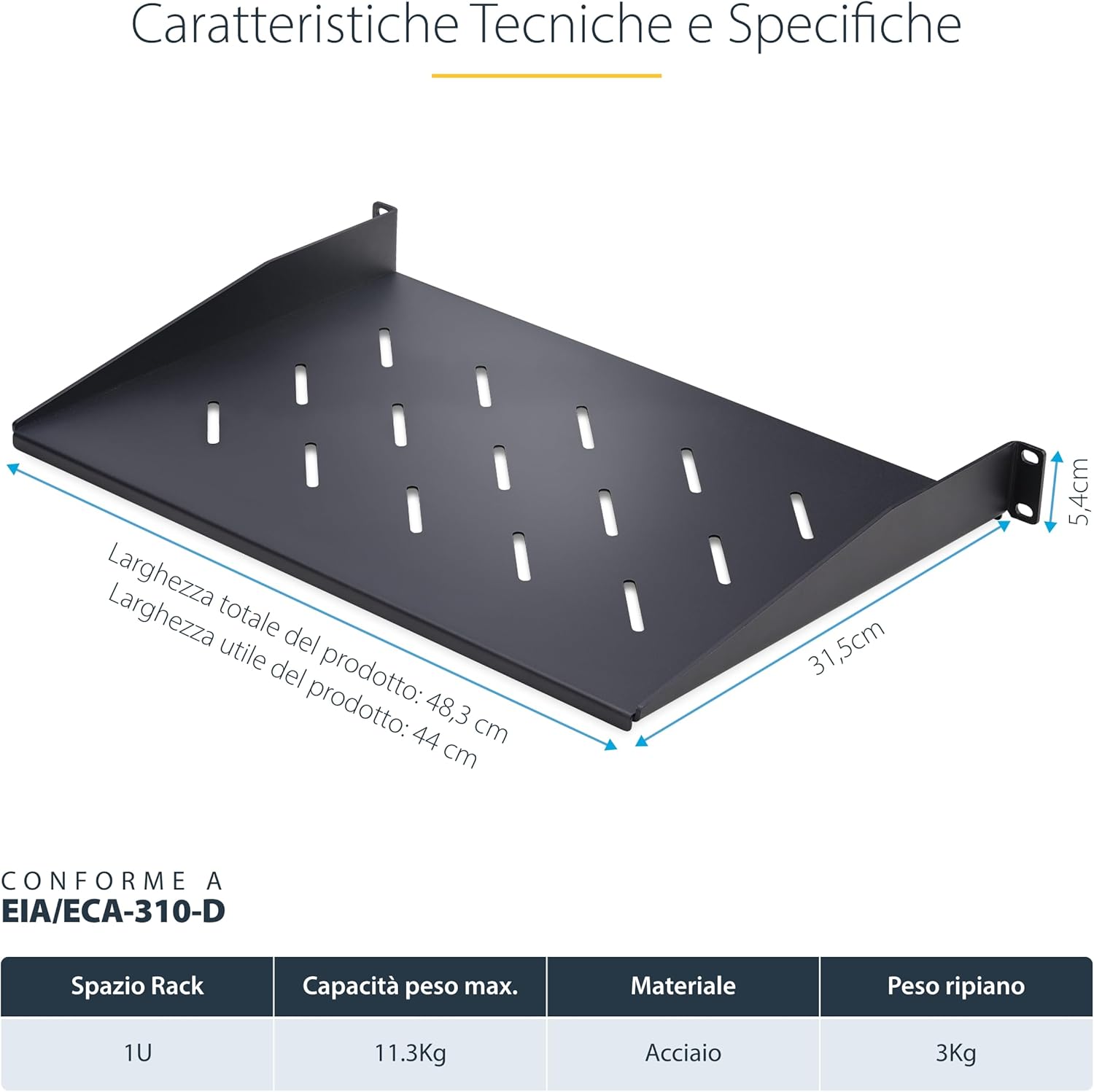 Startech.com Ripiano Rack 19" 1U Ventilato - immagine 5