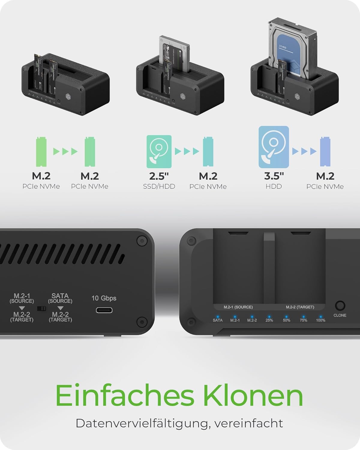 Icy Box Stazione Docking HDD/M.2 NVMe SSD USB 3.2 Gen 2 - immagine 2