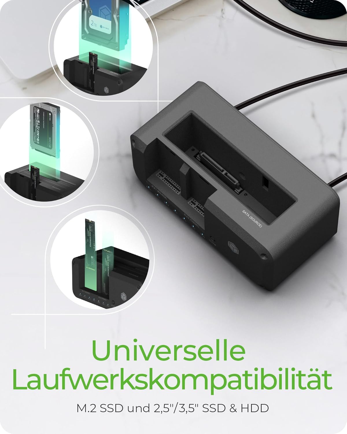 Icy Box Stazione Docking HDD/M.2 NVMe SSD USB 3.2 Gen 2 - immagine 5