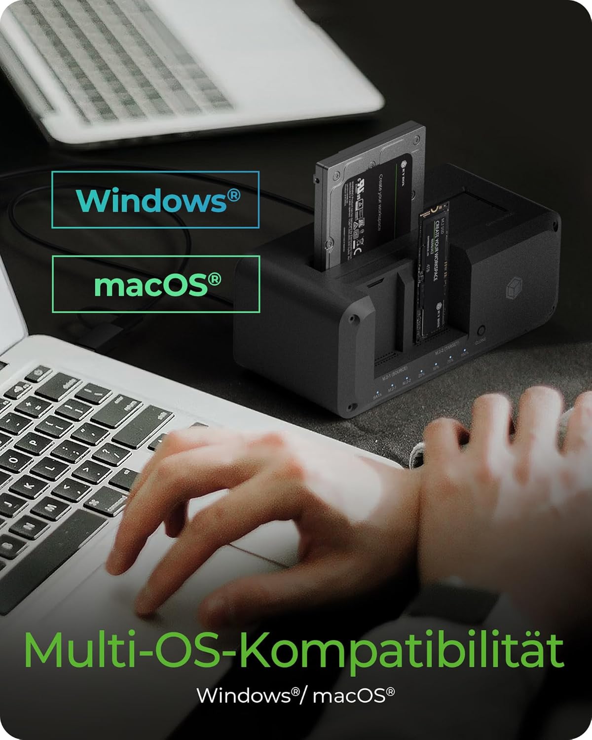 Icy Box Stazione Docking HDD/M.2 NVMe SSD USB 3.2 Gen 2 - immagine 6