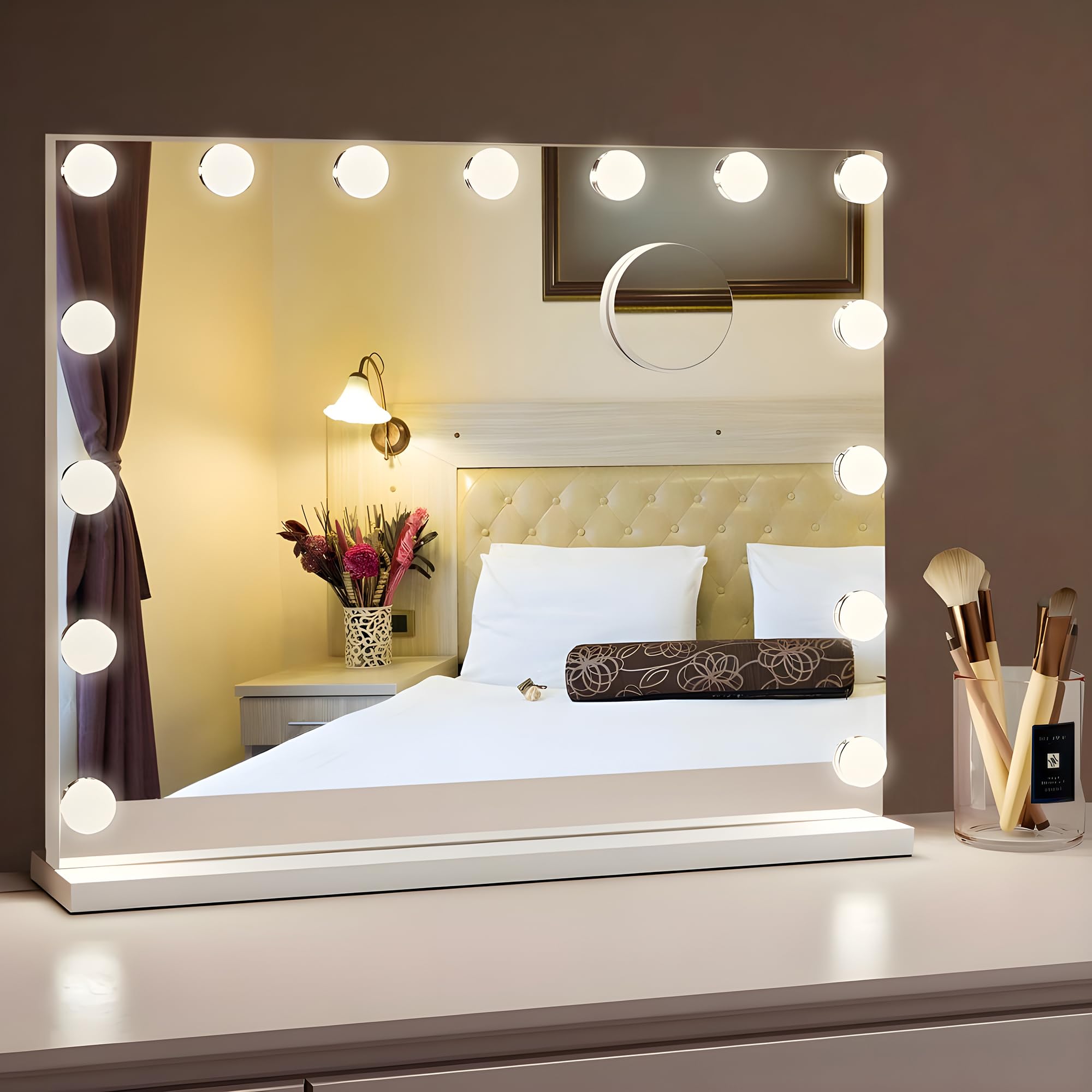 Bayt Hollywood Specchio Trucco con Luci 58x46 cm, Bianco