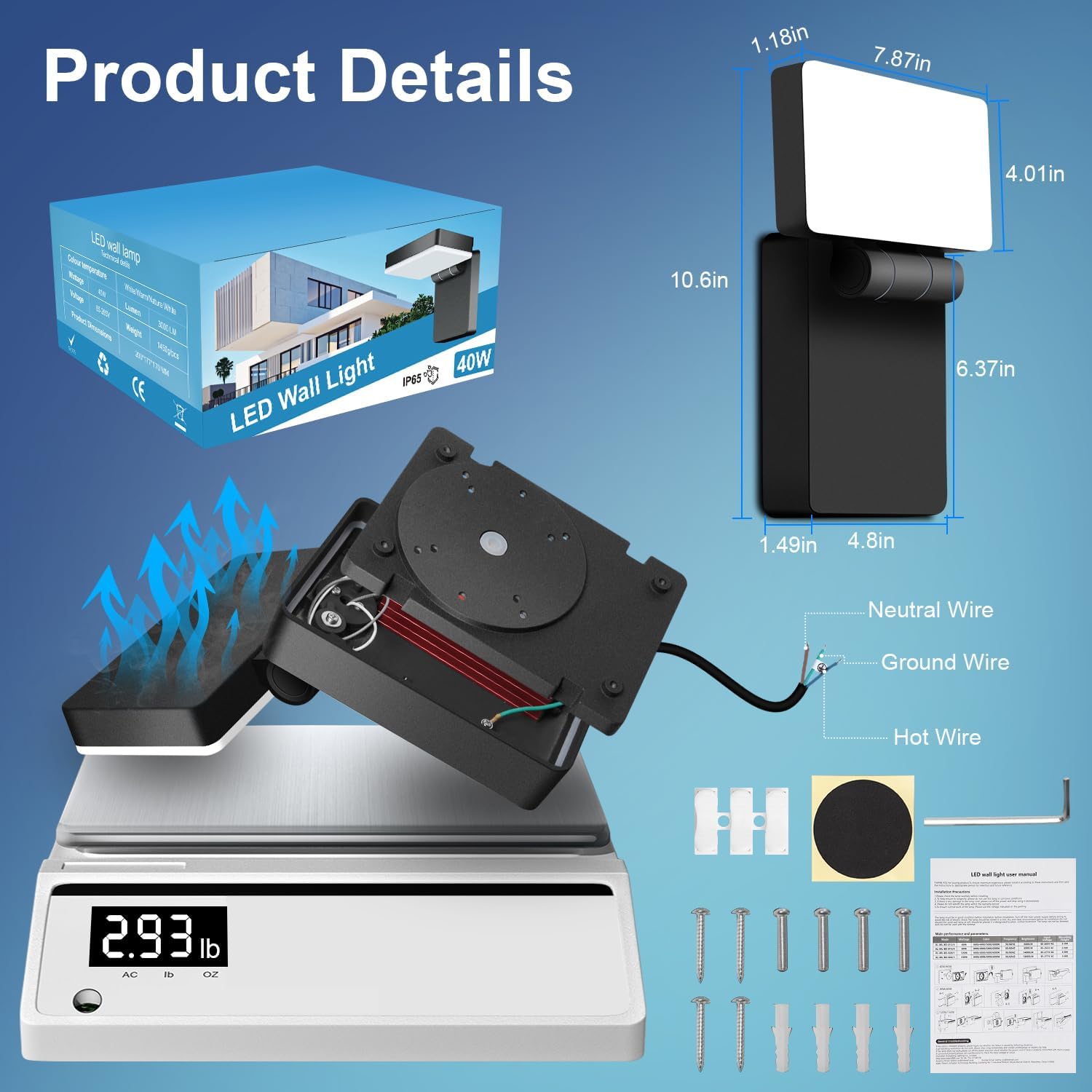 Kingwen Applique Murale LED 40W 6000K (4 pz) - immagine 2