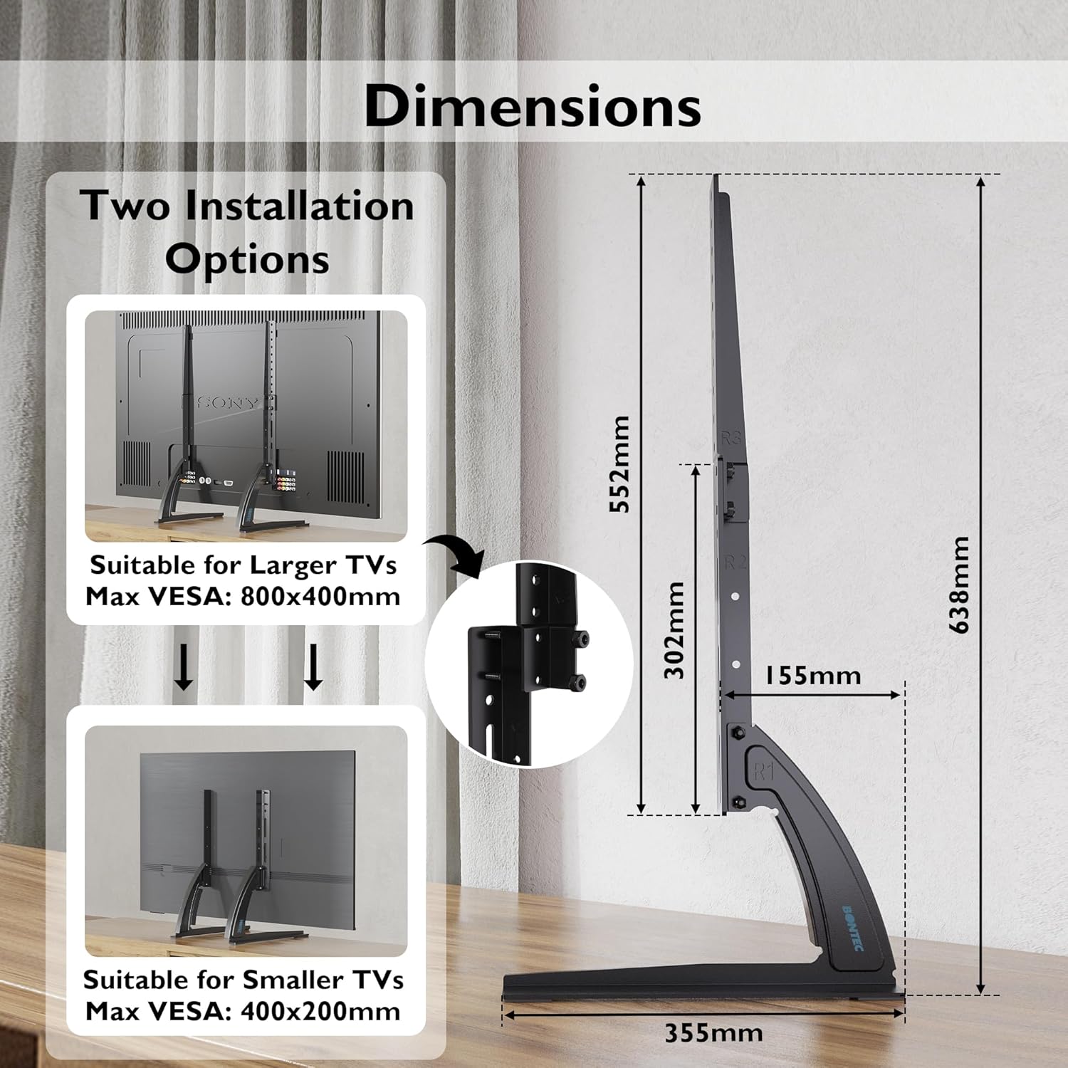 Bontec Supporto Piedistallo TV per Schermi LED LCD Plasma - immagine 5