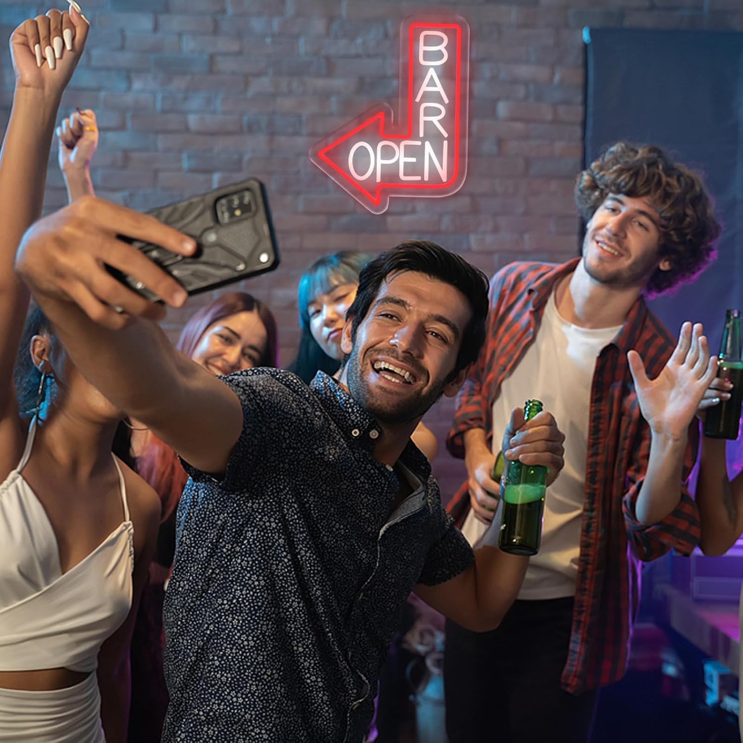 Bar Open Insegna Neon LED con Freccia - immagine 7