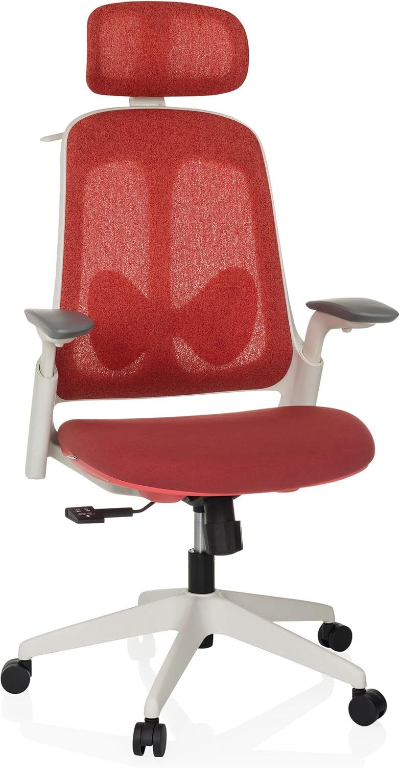Hjh Office ARCEO WF - Sedia Girevole Ergonomica, Rossa