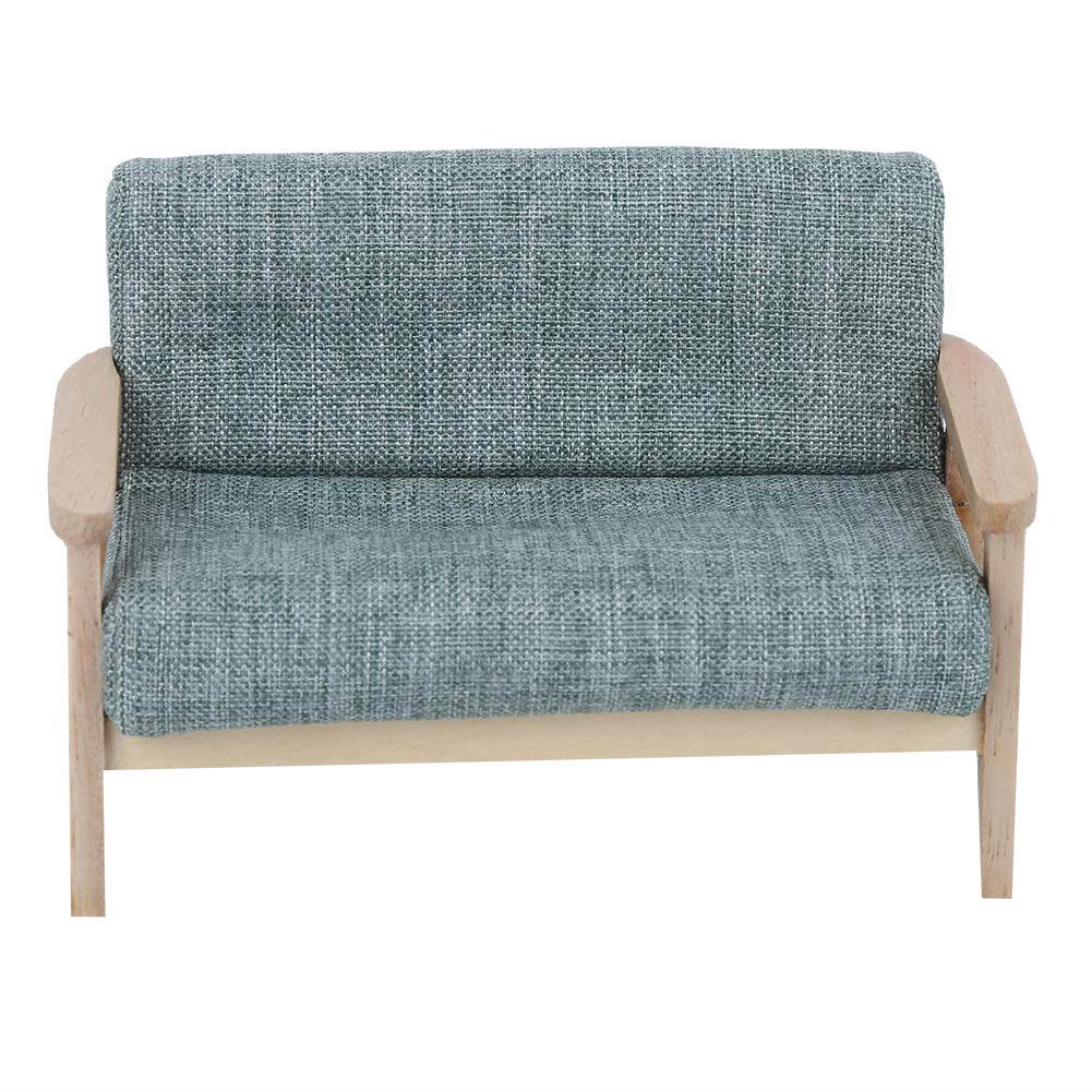 Simulazione Divano Modello, 1:12 Mini Mobili per Case delle Bambole Divano in Tessuto in Miniatura Poltrona in Legno Decorazioni per Ornamenti per Case delle Bambole per Bambino Regalo per Bambini(#1)