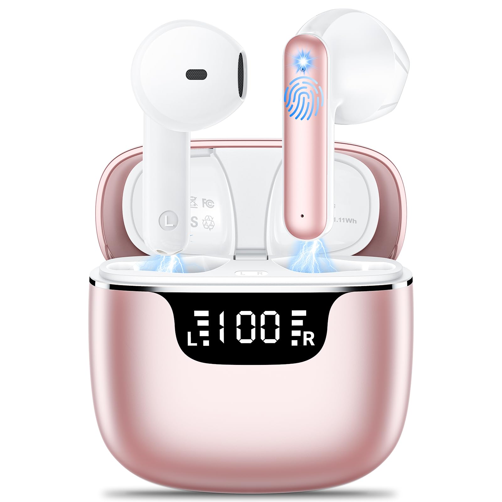 Auricolari Bluetooth 5.4 Senza Fili, Oro Rosa