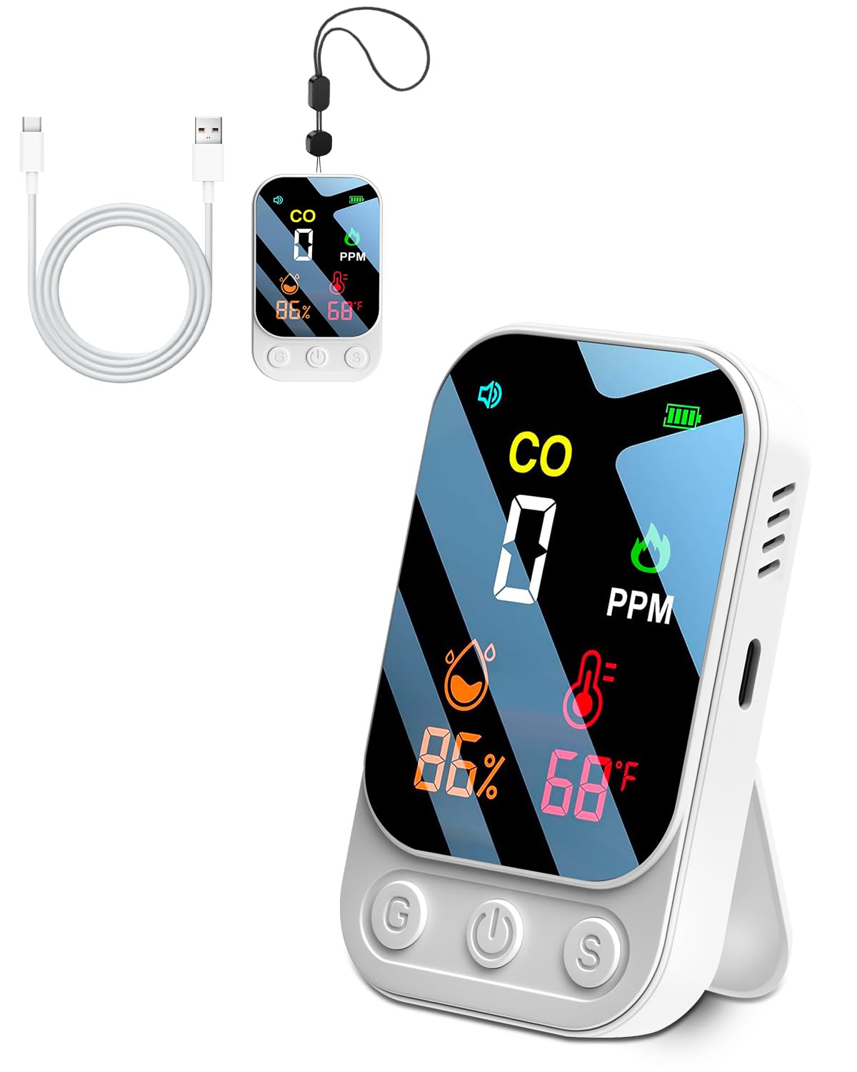 Cemofe Rilevatore Monossido di Carbonio Portatile 3 in 1