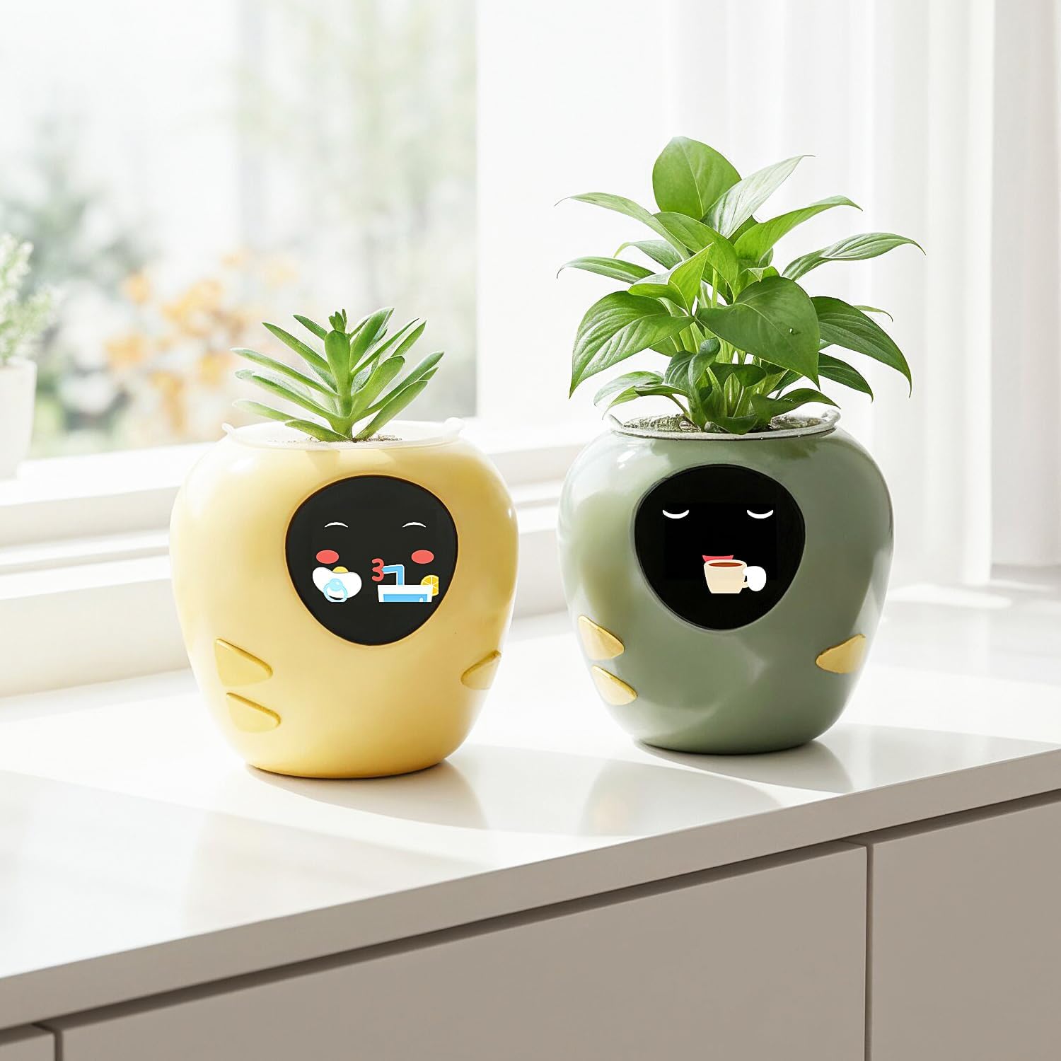 Plantbot Smart Flower Pot Robot con AI, Green - immagine 2