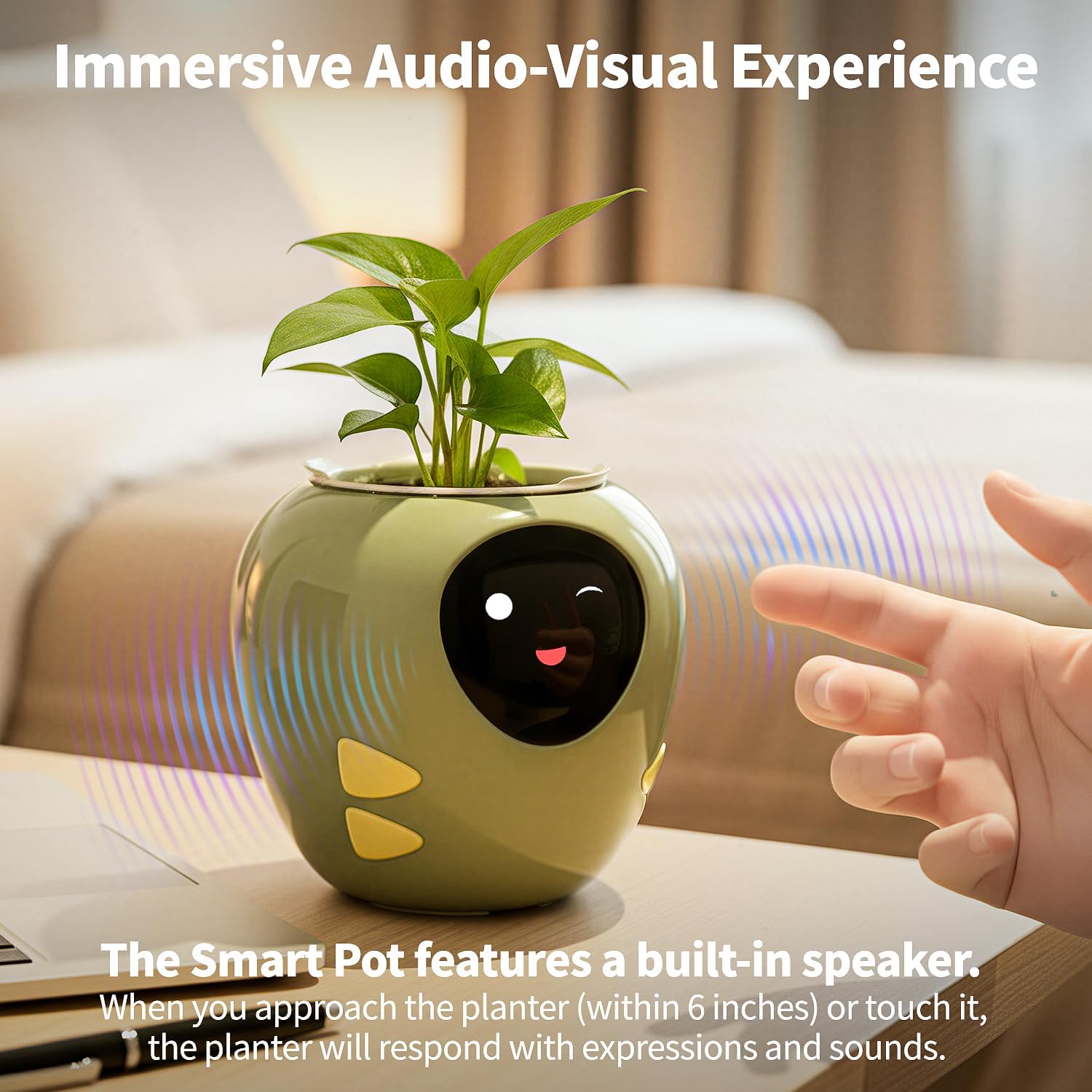 Plantbot Smart Flower Pot Robot con AI, Green - immagine 5