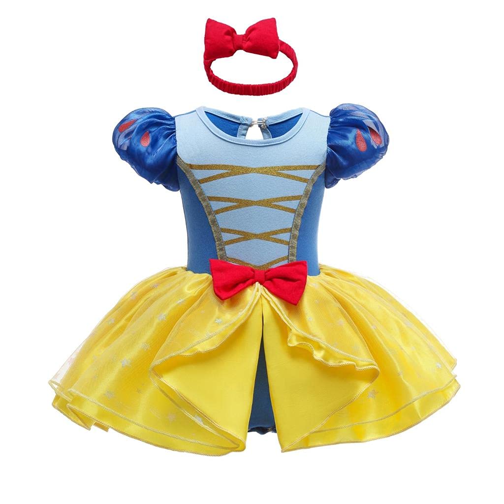 Lito Angels Vestito Bebè Principessa, Set Pagliaccetto Tutina per Bimba Neonata con Fascia, Costume Outfit a Tema Fiaba per Carnevale Bambina 0-24 Mesi