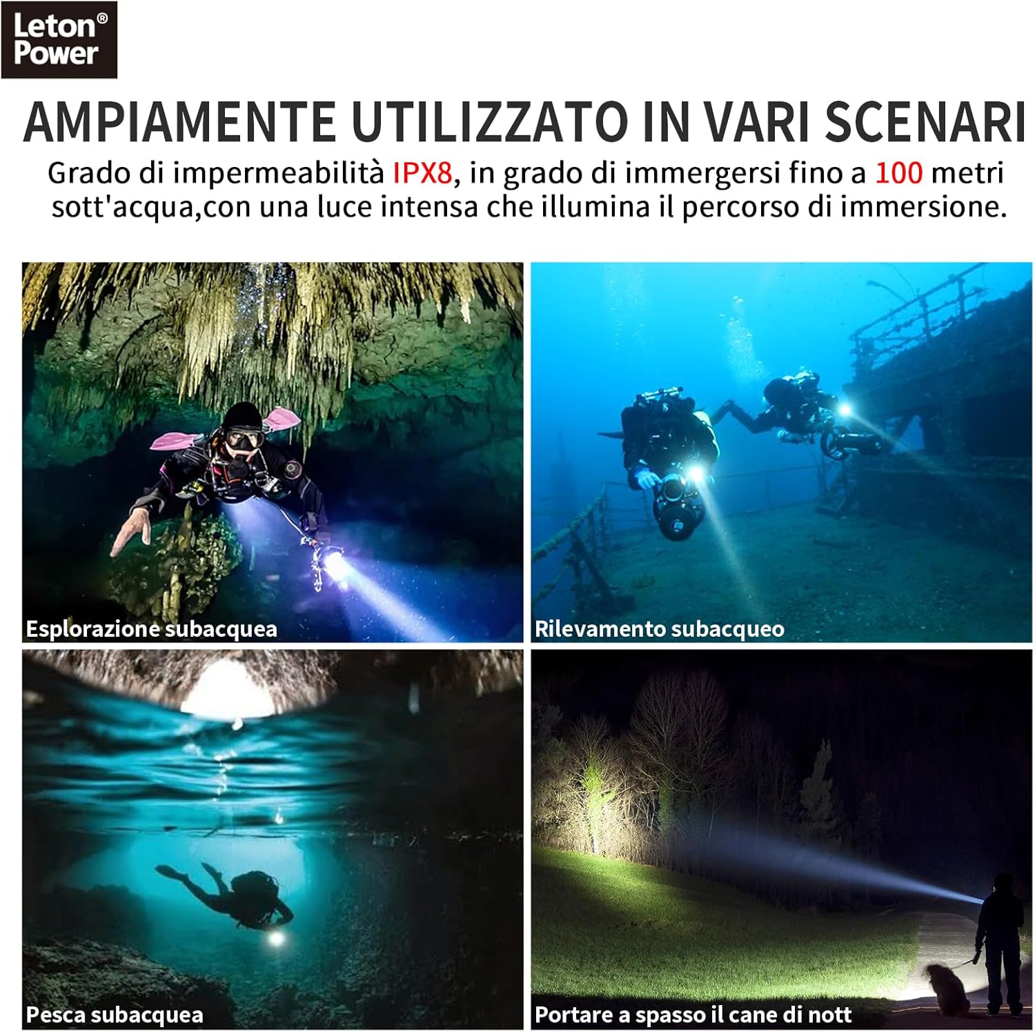 Torcia Subacquea Submariner-14S 2000 Lumen - immagine 7