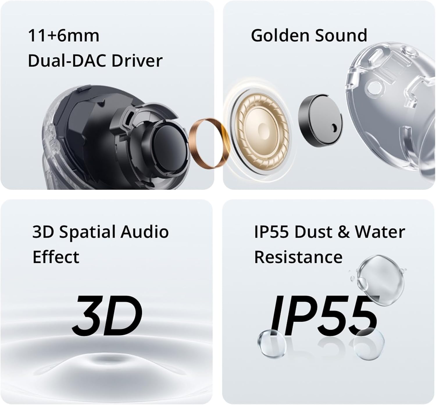 Realme Buds Air 7 Pro Cuffie Wireless 53dB ANC, Nero - immagine 3