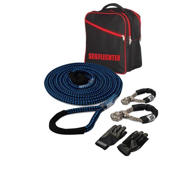 Seilflechter – Kit di Recupero Offroad per Veicoli fino a 3,5 t, Senza Verricello, Inclusi: Fune Cinetica 8 m, Soft Shackles e Zaino