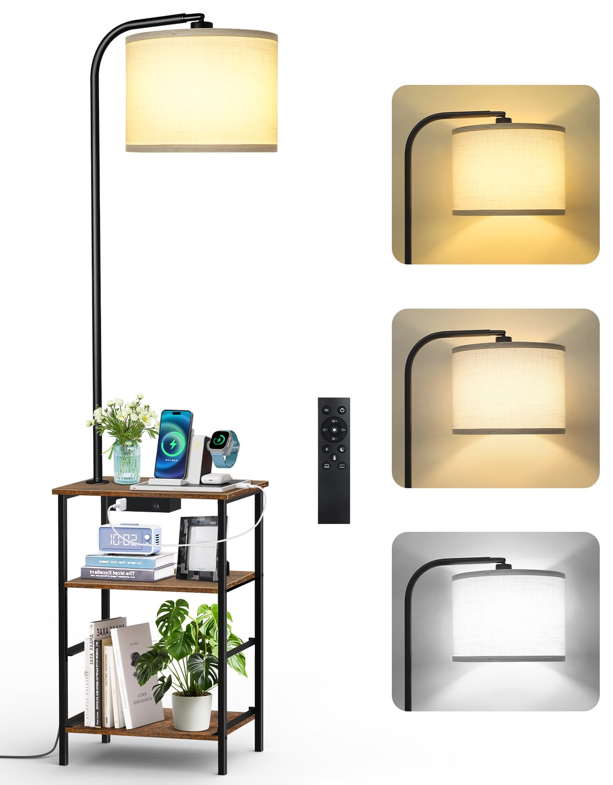 Lampada da Terra con Tavolino e 2 Cassetti