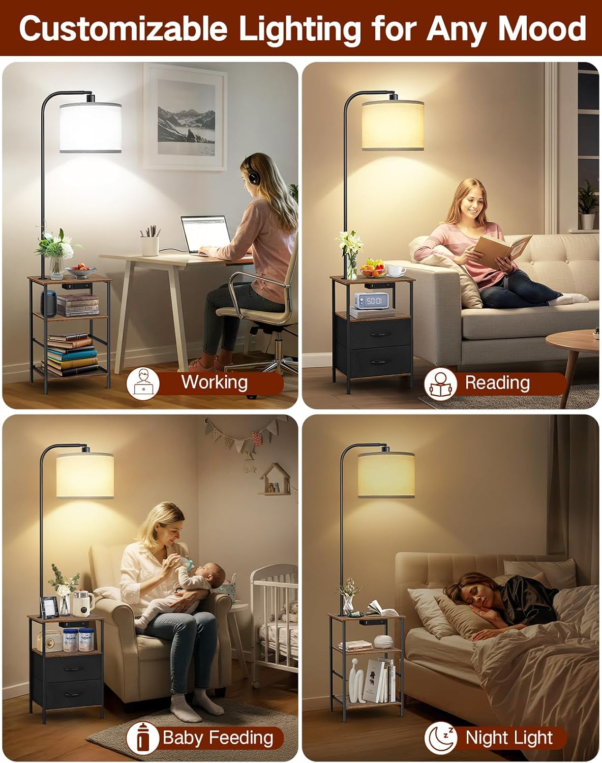 Lampada da Terra con Tavolino e 2 Cassetti - immagine 6