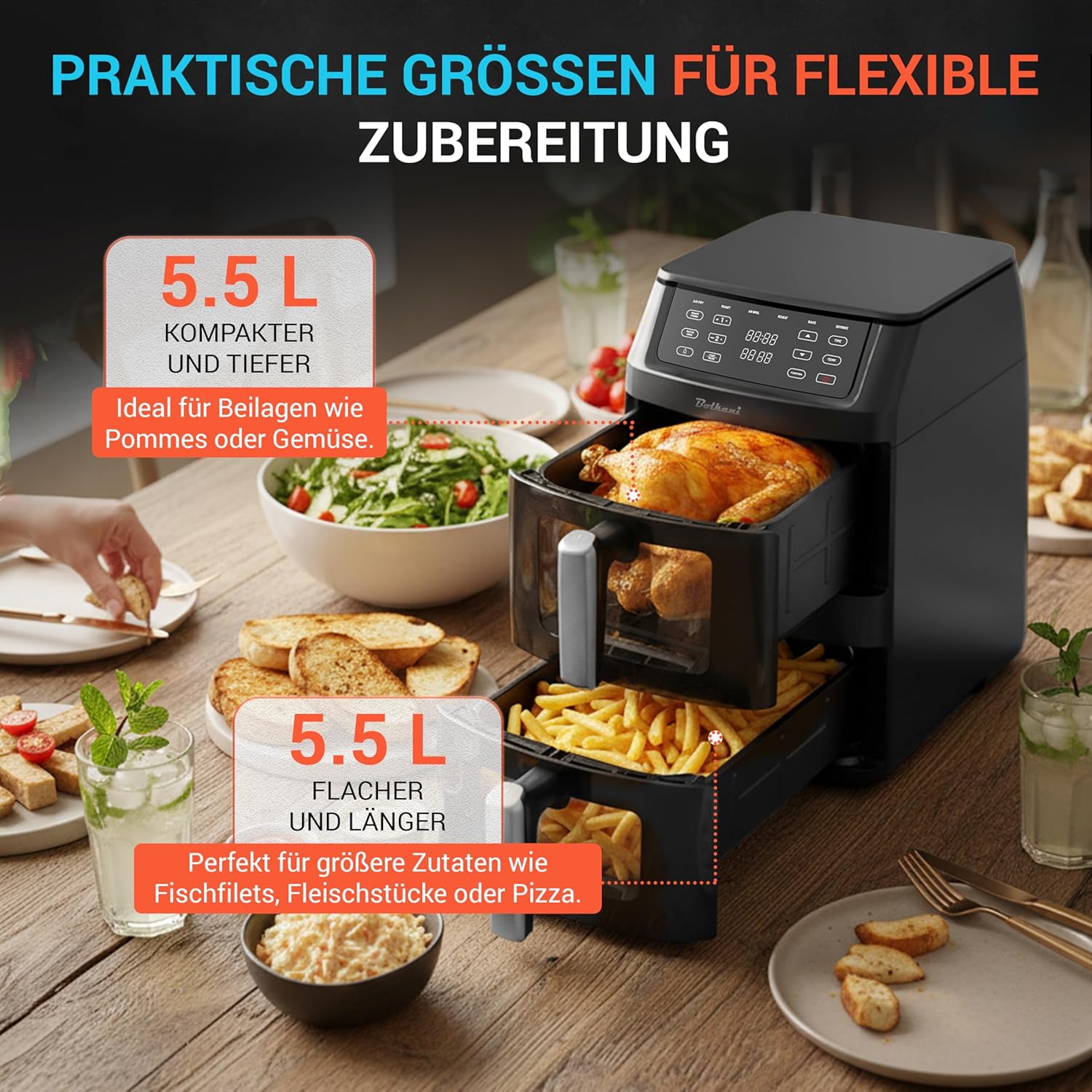 Double Stack XL Friggitrice ad Aria Calda 2500W - immagine 2