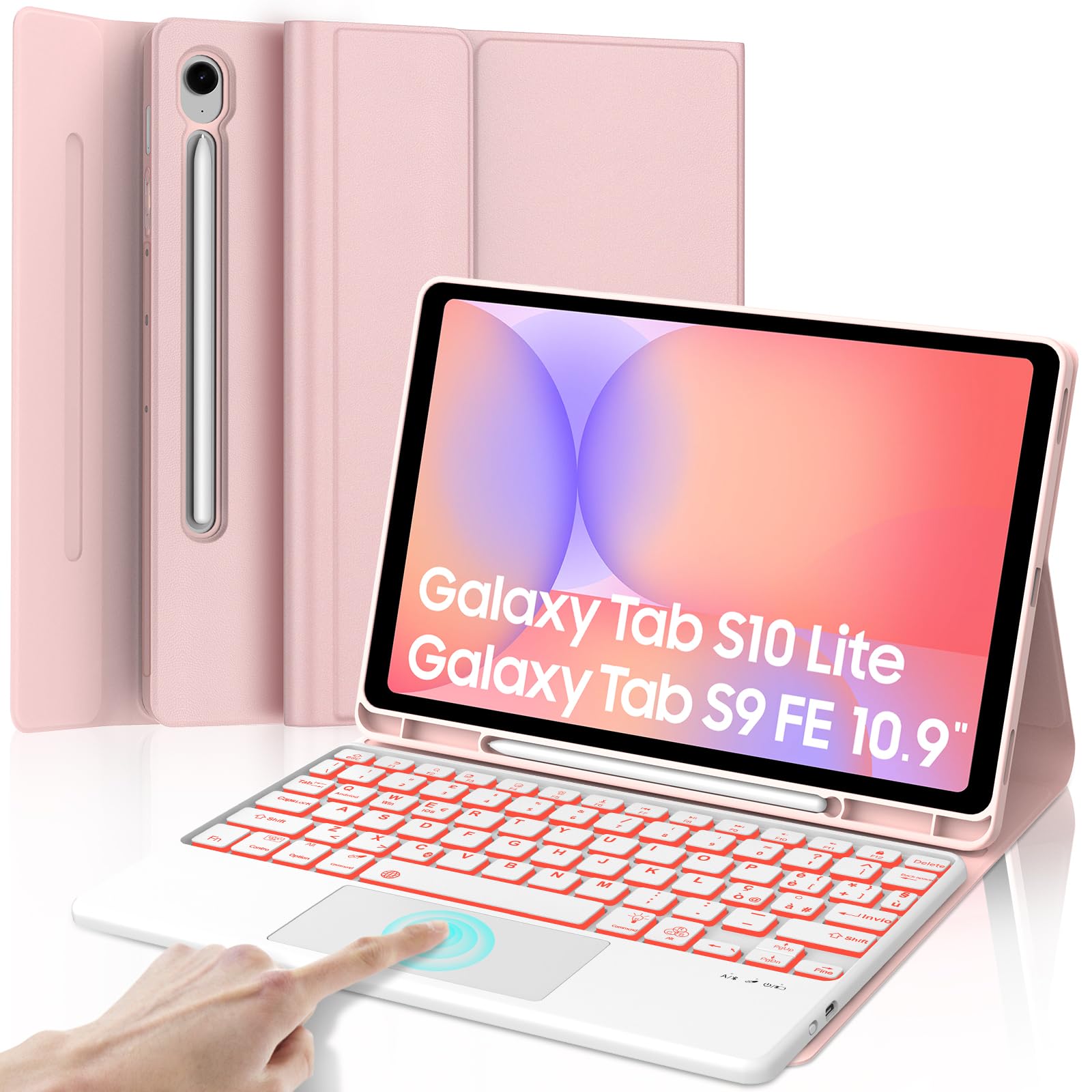 Iveoppe Cover Tastiera per Samsung Galaxy Tab 10.9"/11", Rosa