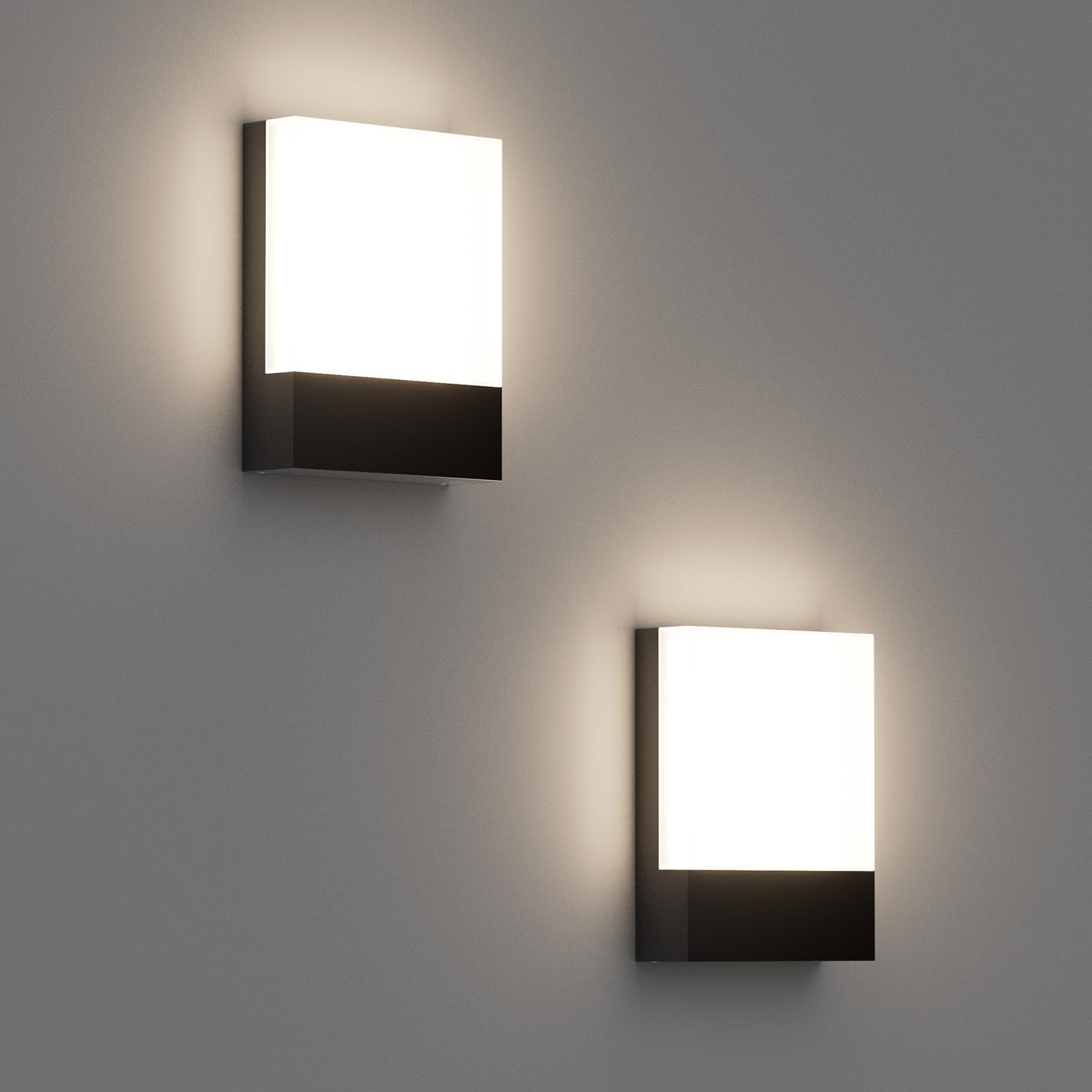 Klighten 2 Pezzi Lampade da Parete LED 24W IP65, Nero