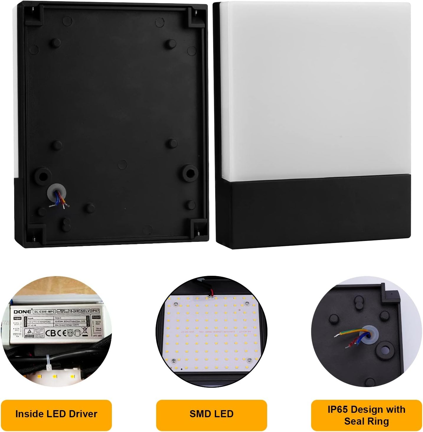 Klighten 2 Pezzi Lampade da Parete LED 24W IP65, Nero - immagine 5