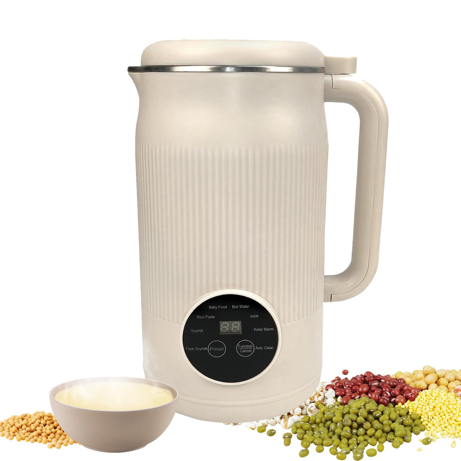 Macchina per latte di noci 8 in 1, robot da cucina per bambini, macchina automatica per latte di soia da 1200 ml, macchina per latte vegetale in acciaio inox con avvio ritardato, autopulente per latte