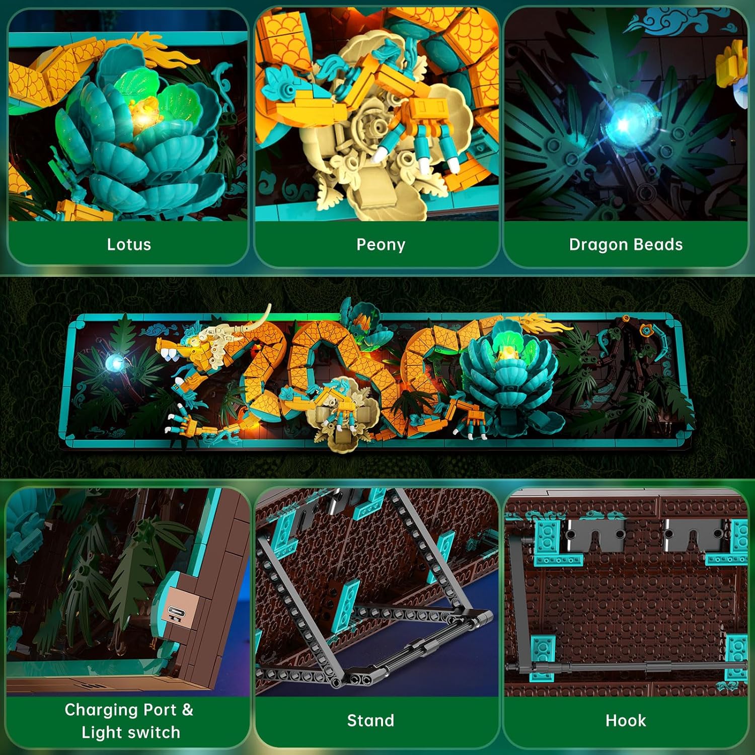 JMBricklayer Mythic Dragon Tiles 70020 - Set di mattoncini - immagine 5