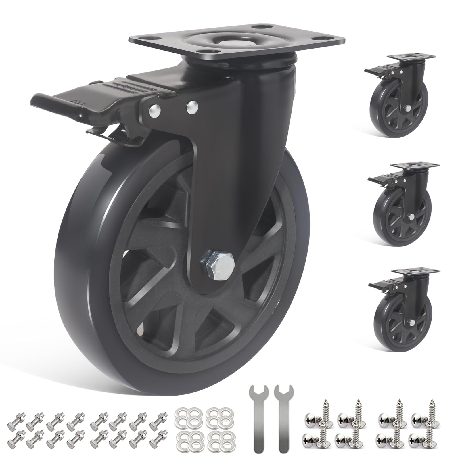 Rriuto 4 Ruote Girevoli per Mobili Pesanti con Freno