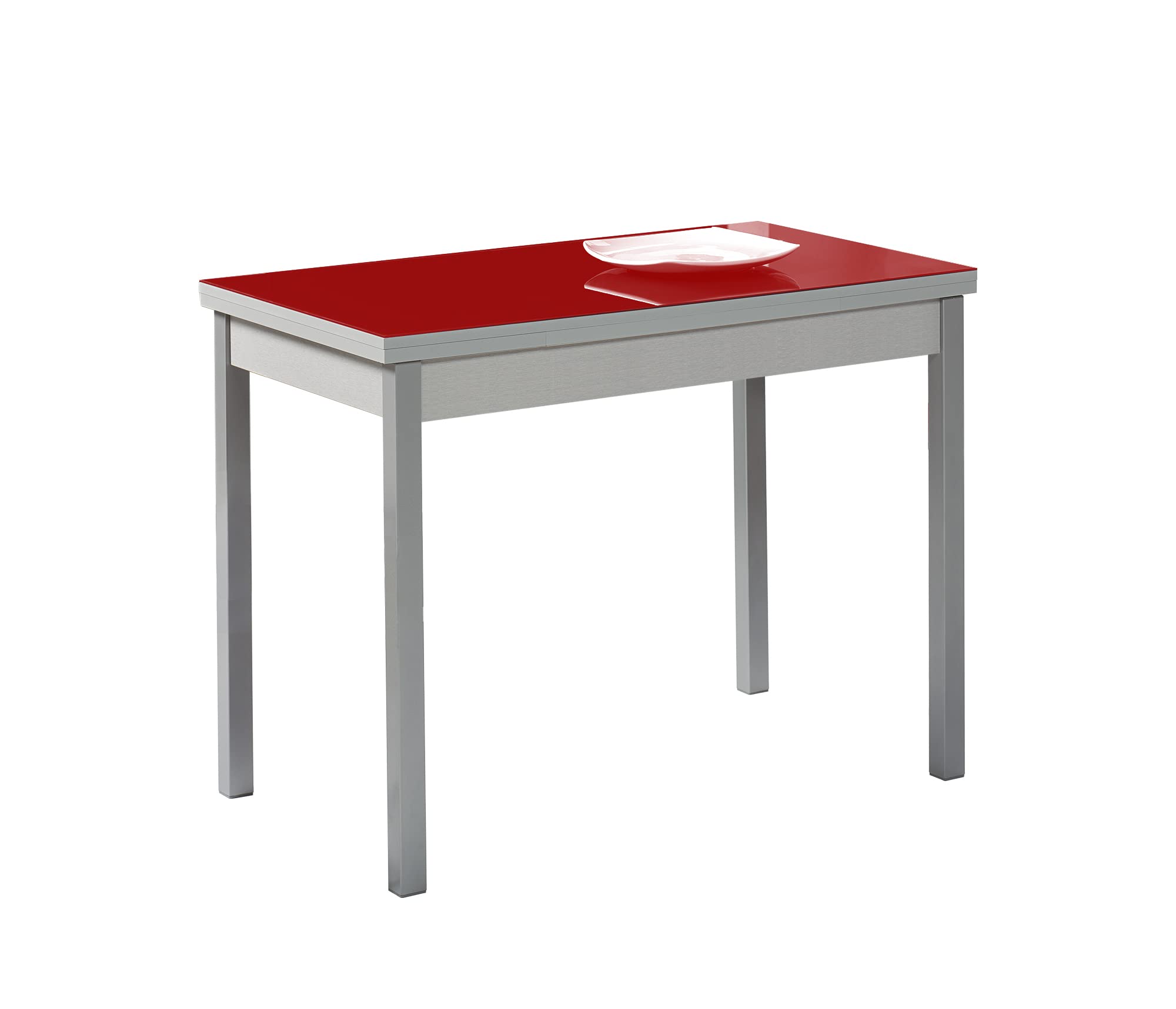 ASTIMESA Tavolo da Cucina, Metallo, Rosso, 90x50cm-extendida 140x50 CMS