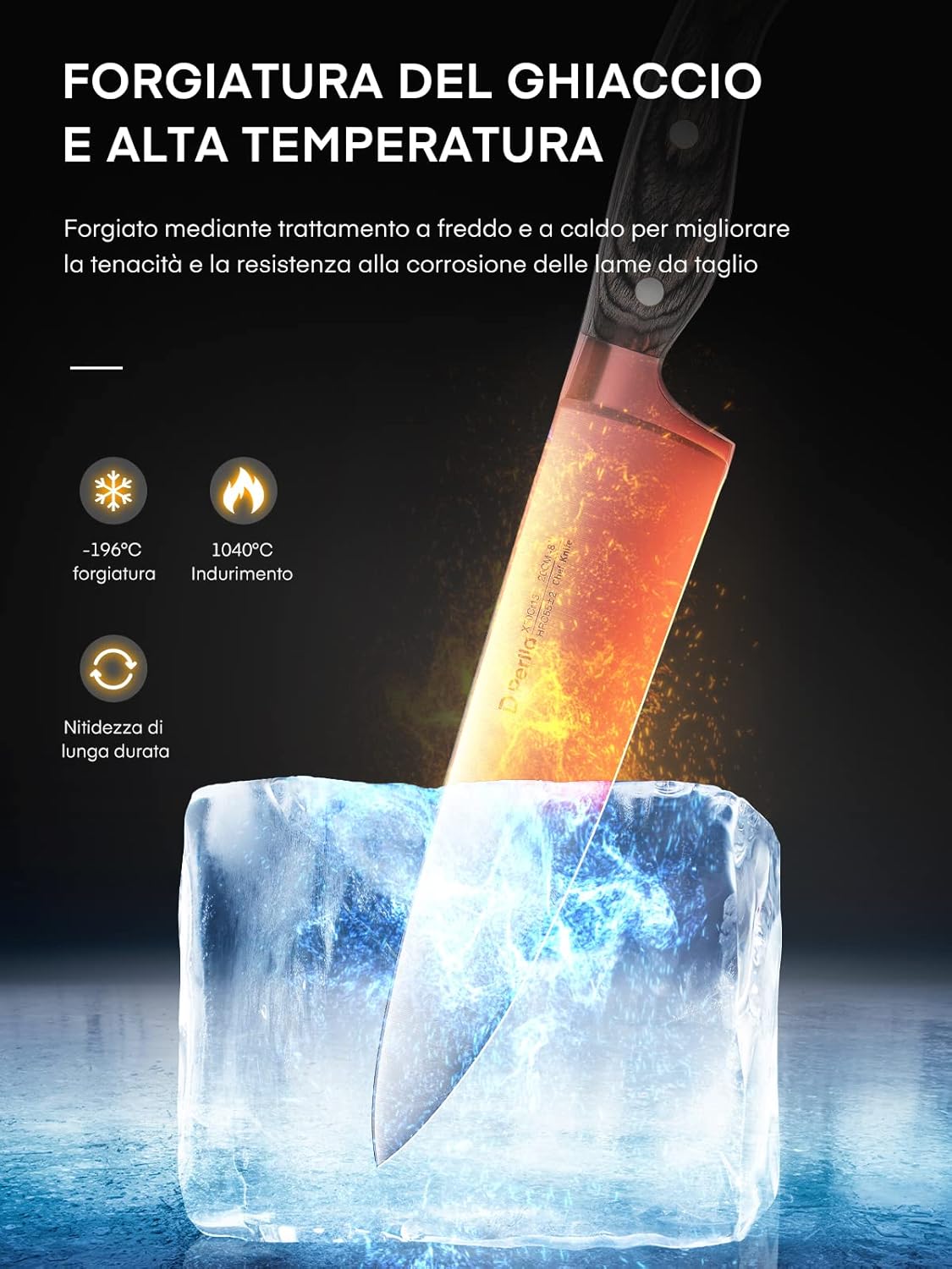 D.perlla Set Coltelli da Cucina Professionali 16 Pezzi - immagine 4