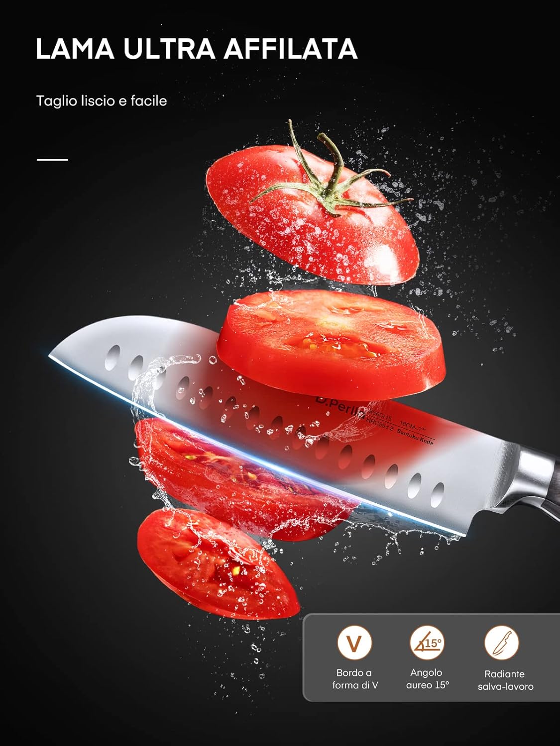 D.perlla Set Coltelli da Cucina Professionali 16 Pezzi - immagine 5