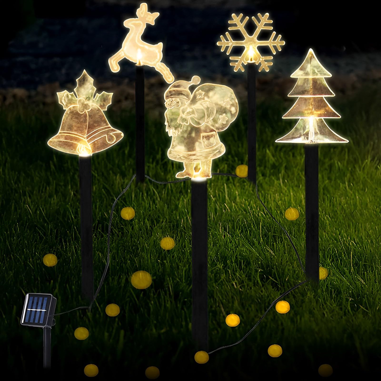 5pz Luci LED Solari da Giardino Natalizie