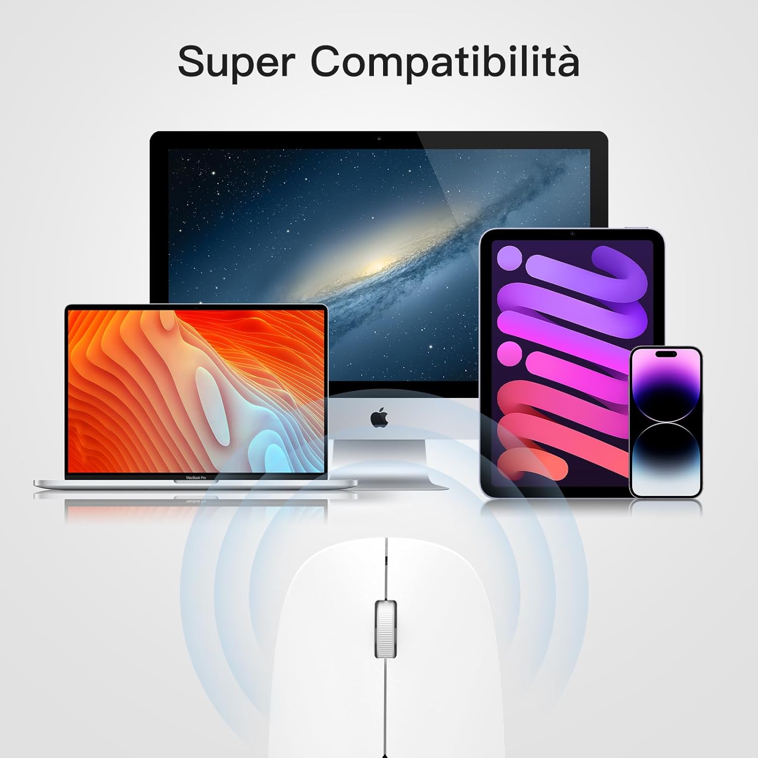 Omoton Mouse Bluetooth Wireless, Bianco - immagine 2