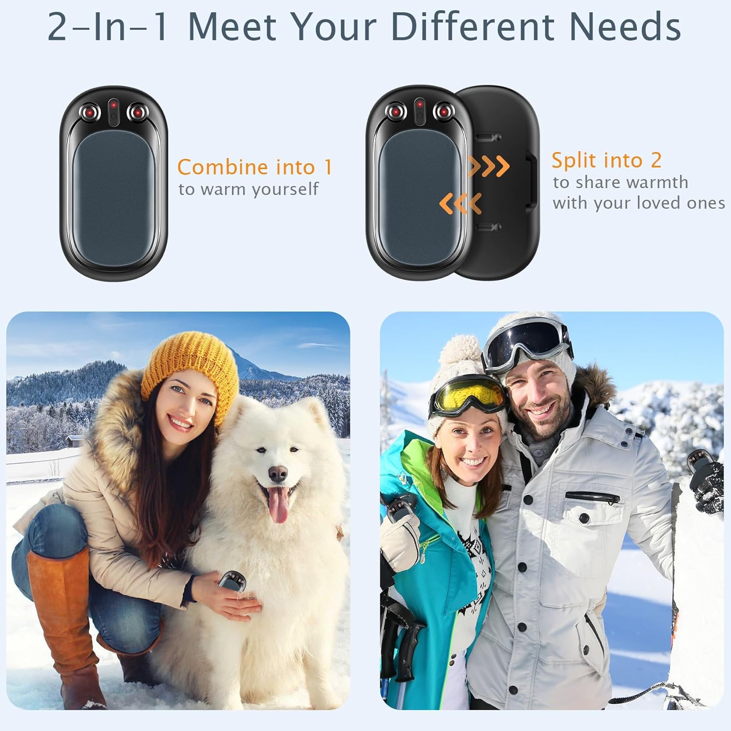 Scaldamani Elettrico Ricaricabile USB 2 Pezzi, Fino a 12 Ore - immagine 3