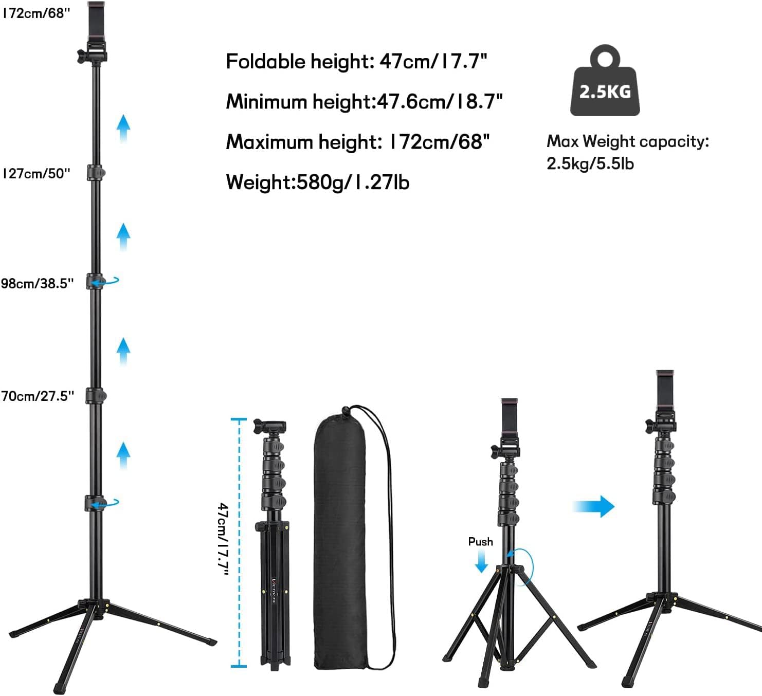 Victiv Treppiede Smartphone Alluminio 172cm - immagine 7