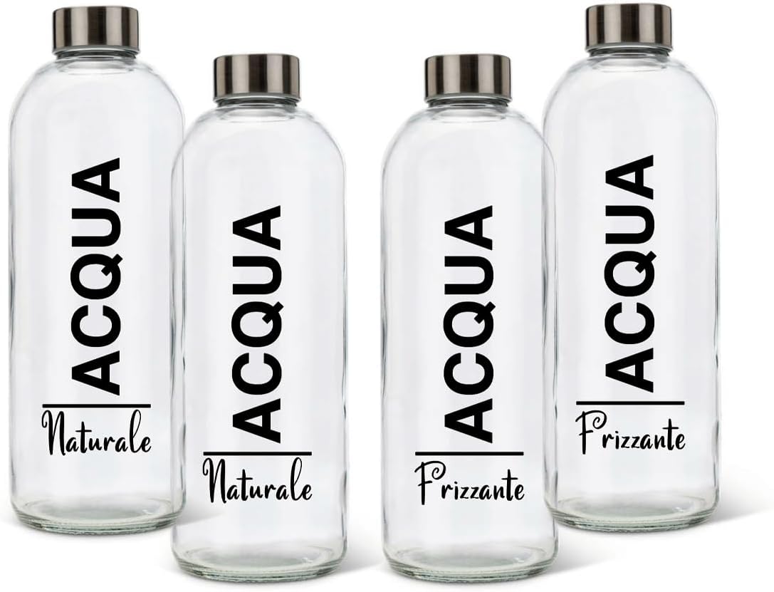 Brandprint Set 4 Bottiglie Vetro EOS 1 Litro Serigrafate