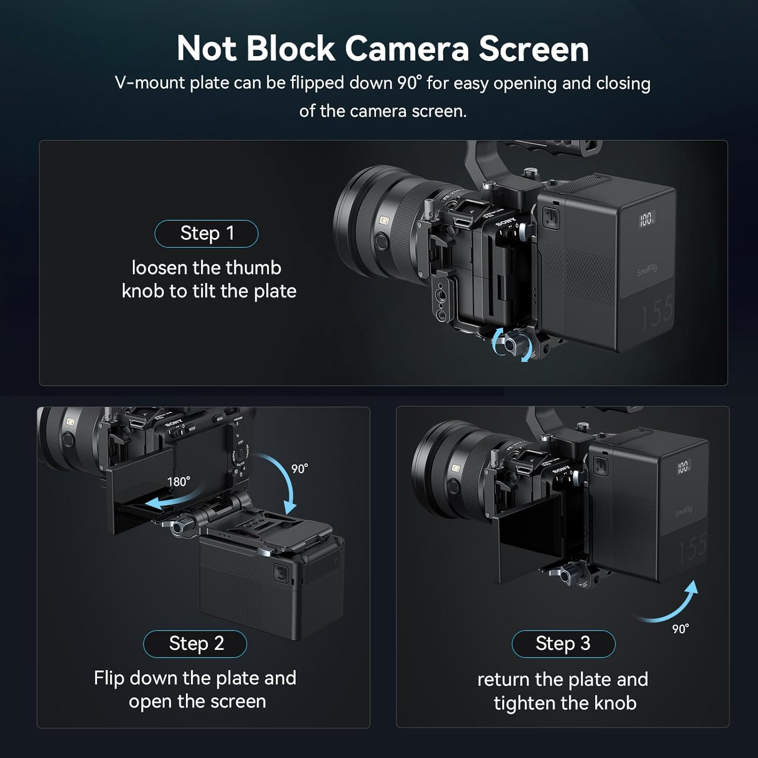 Smallrig Piastra Batteria V-Mount con Arca-Swiss - immagine 5