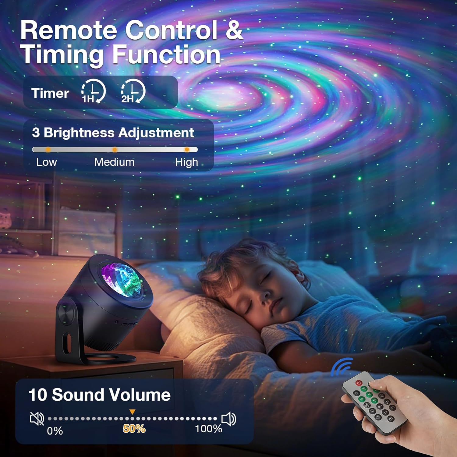 Proiettore Stelle Soffitto LED Aurora Boreale, Nero - immagine 3