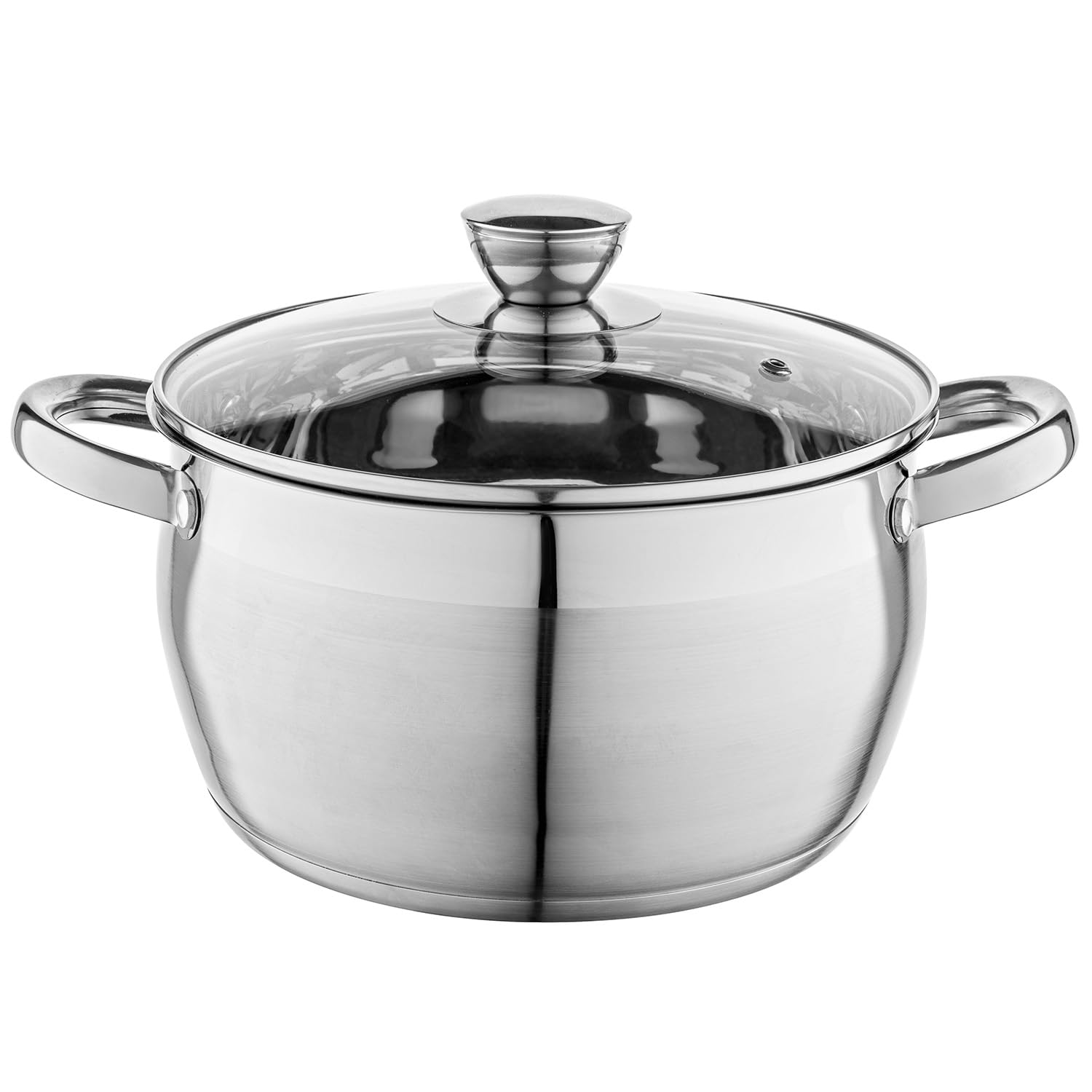 Florina Pentola Acciaio Inox 6L 24cm con Coperchio Vetro