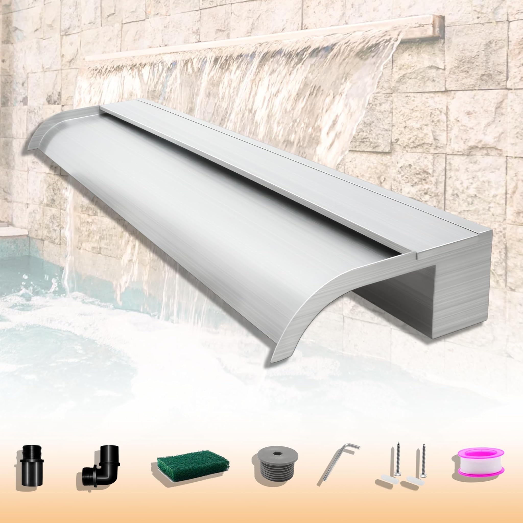 Longrunnew Kit Cascata Piscina Laghetto 90cm