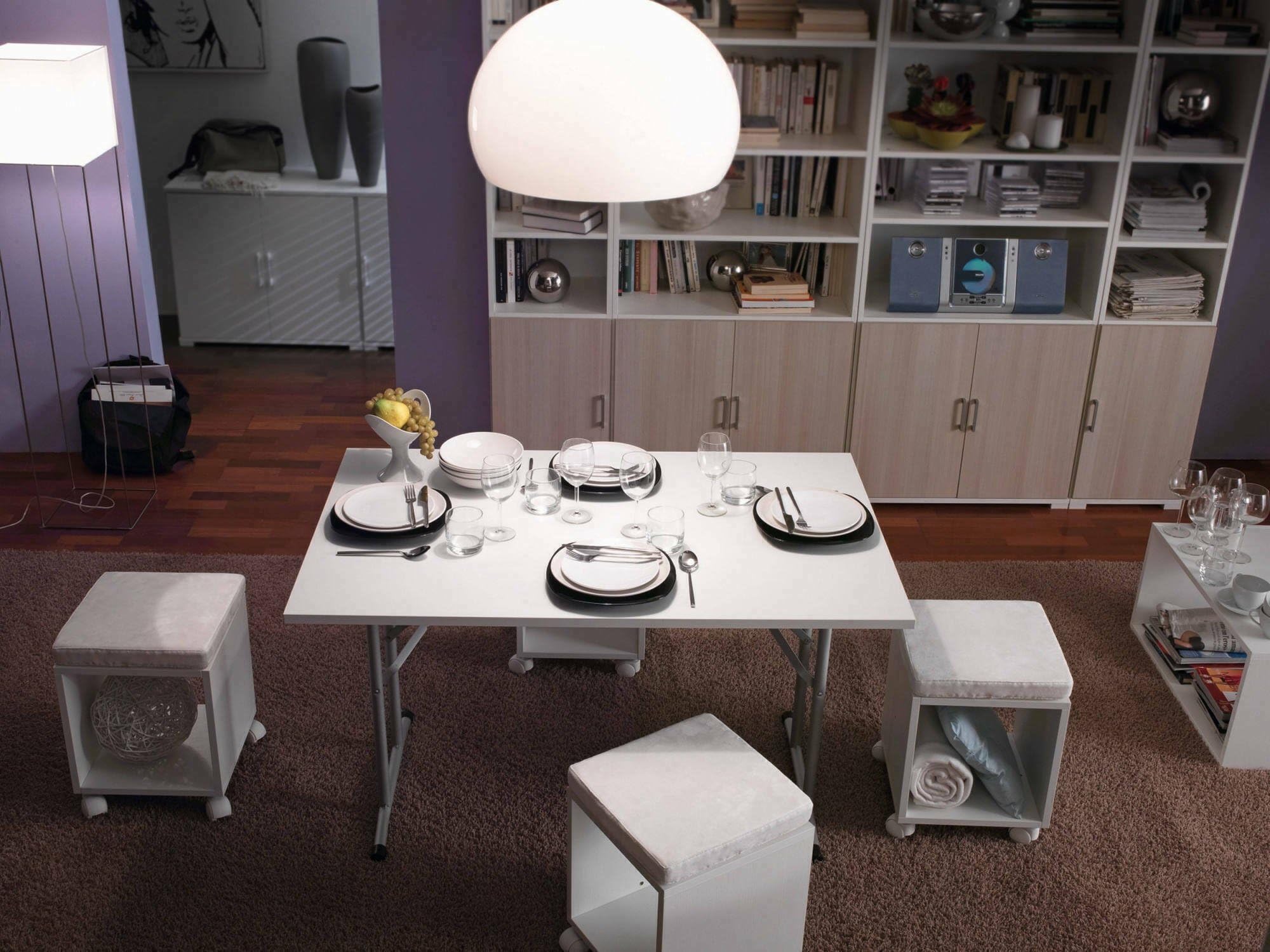 Dmora Tavolo Pieghevole Arnica 125x75h80 cm, Bianco