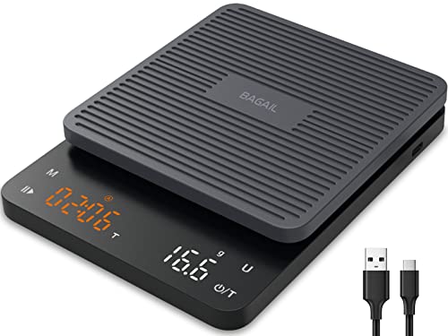 BAGAIL Bilancia da Caffè Digitale con Timer 3kg