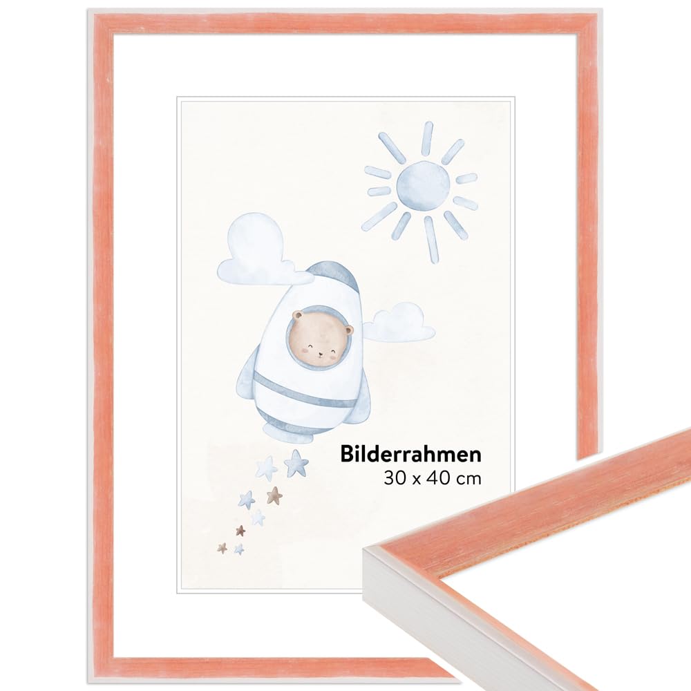 WANDStyle cornice per la camera dei bambini, per i disegni, 15x15 cm quadrato, cornice in legno albicocca, Made in Germany - H080